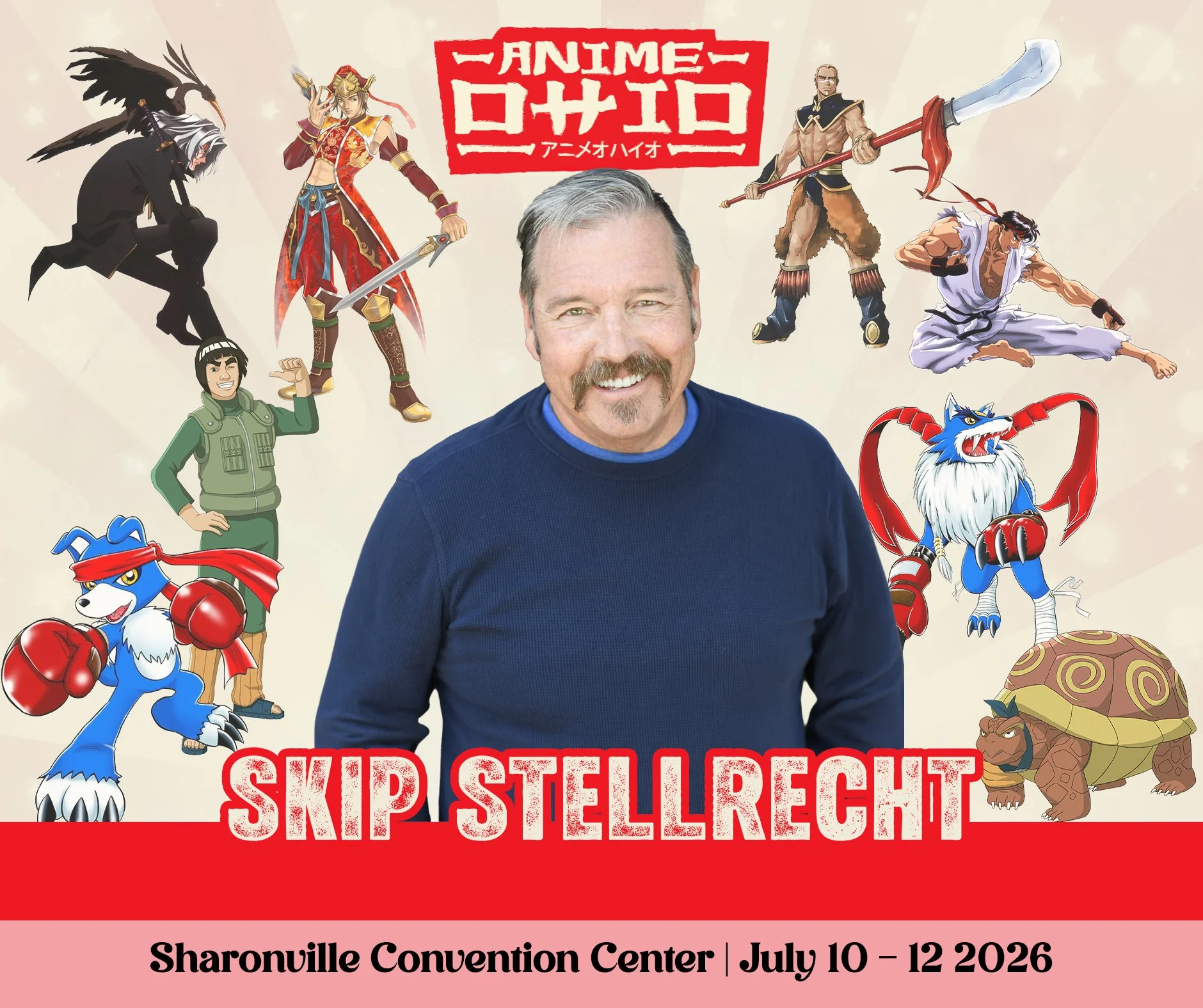 Skip Stellrecht will be meeting fans at Anime Ohio 2026!

Skip is an American actor who was born and raised in Orange County California. Growing up with more of an interest in surfing, dirt bikes, sports and music, it wasn't until after graduating hi