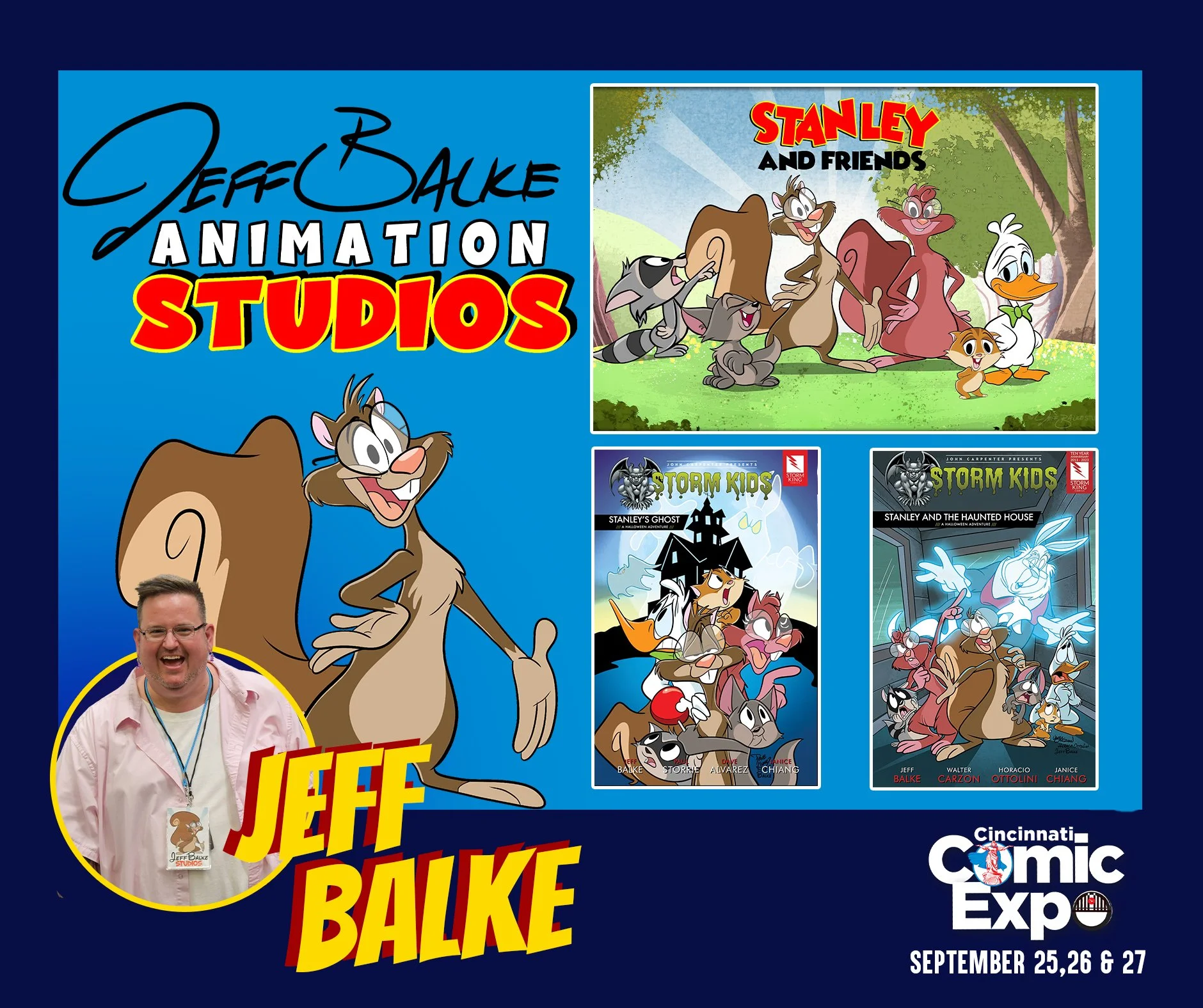 Artist Jeff Balke returns to the Queen City for the 2026 Cincinnati Comic Expo!

Jeff Balke is a multifaceted creator, entrepreneur, writer, voice actor, and rising
producer/director, bringing bold, character driven animation to life through his stud