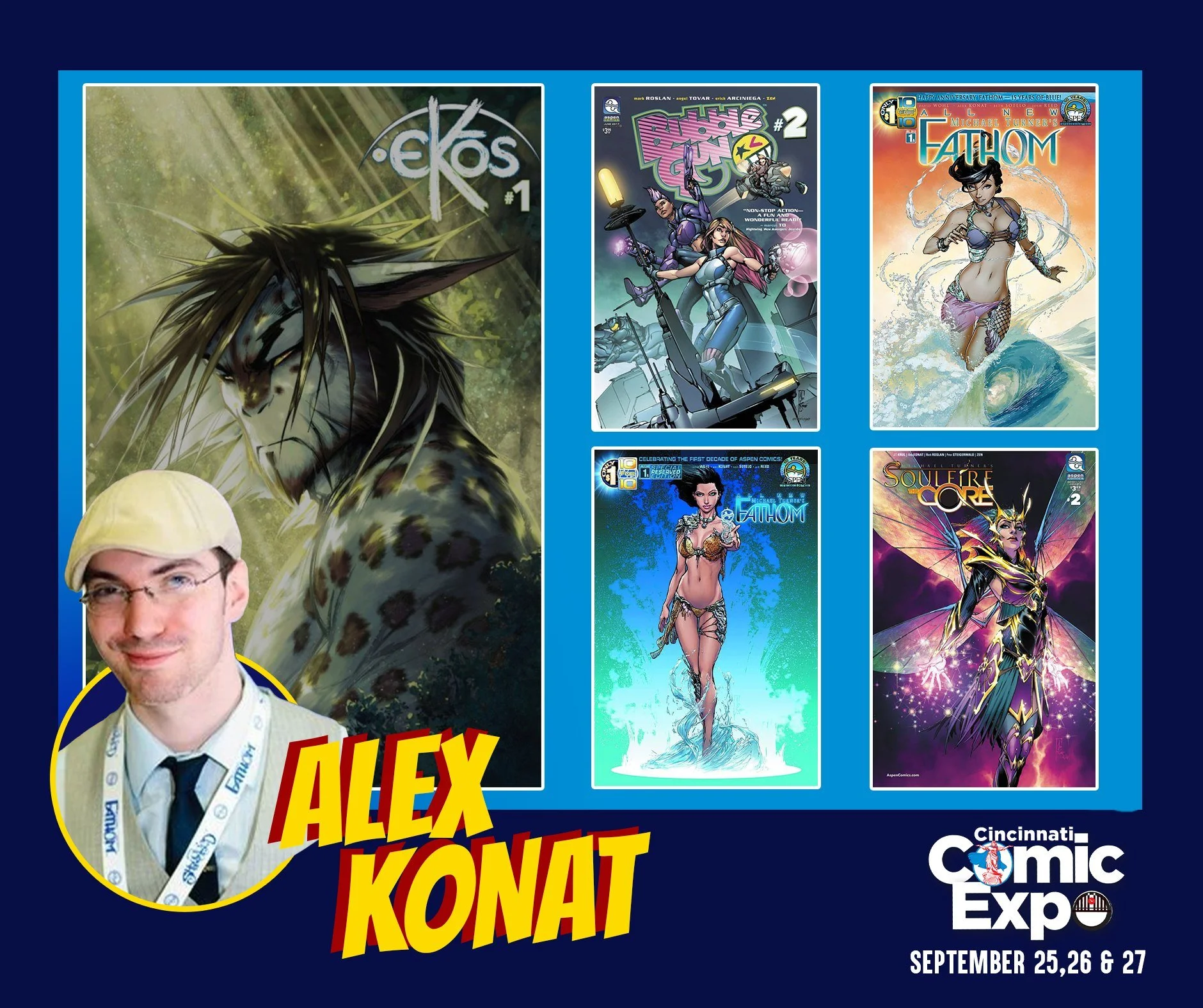 Alex Konat will be with Aspen Comics at the 2026 Cincinnati Comic Expo!

After graduating from The Kubert School in 2008, Alex Konat began his career at DC comics with Gotham Gazette during the Battle for the Cowl event and has worked on a variety of