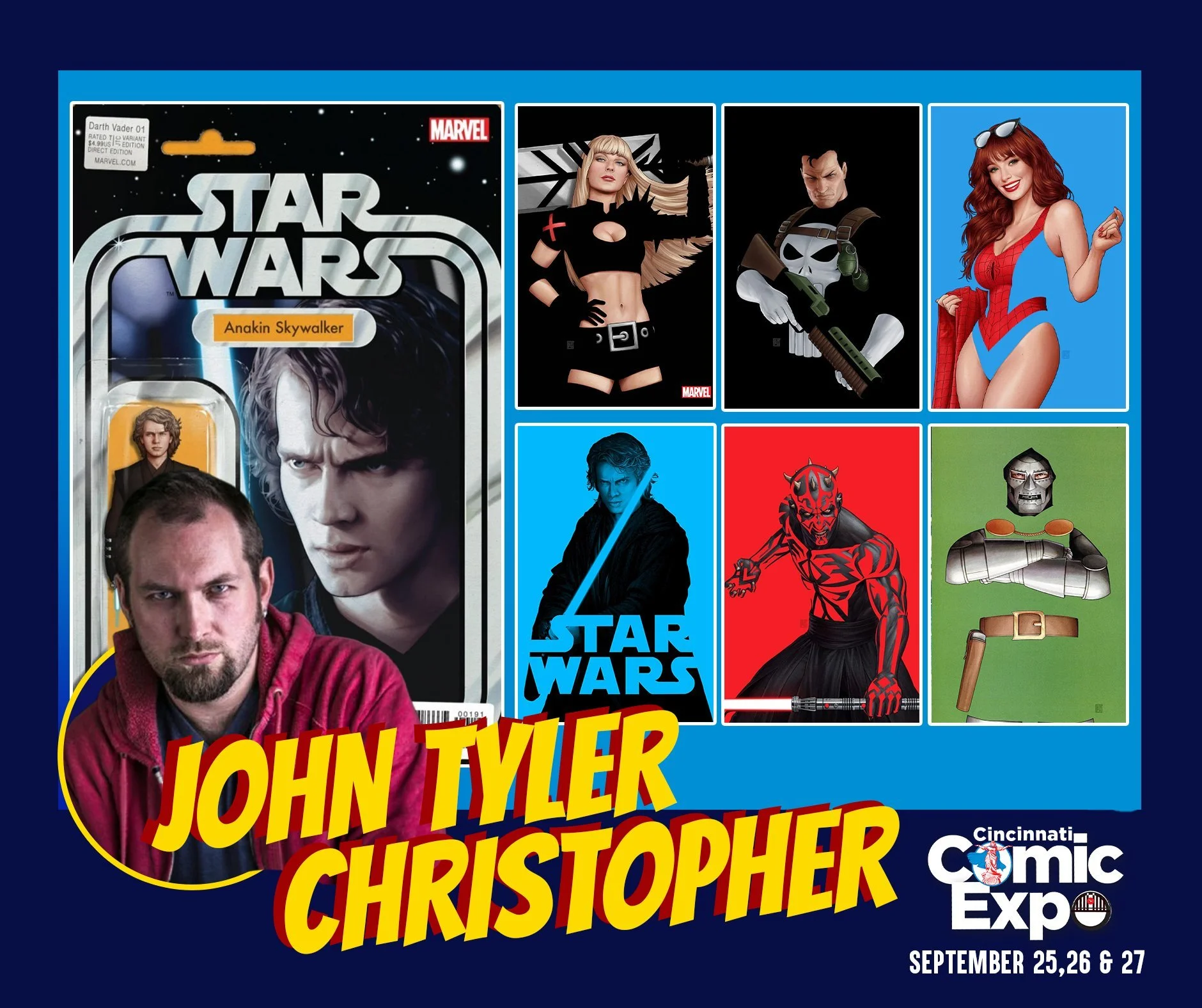 Artist John Tyler Christopher will be at the First Financial Center for the 2026 Cincinnati Comic Expo!

John Tyler Christopher is a Harvey Award nominated illustrator from Lafayette, In. His work has appeared on the covers of MARVEL&rsquo;s Avengers