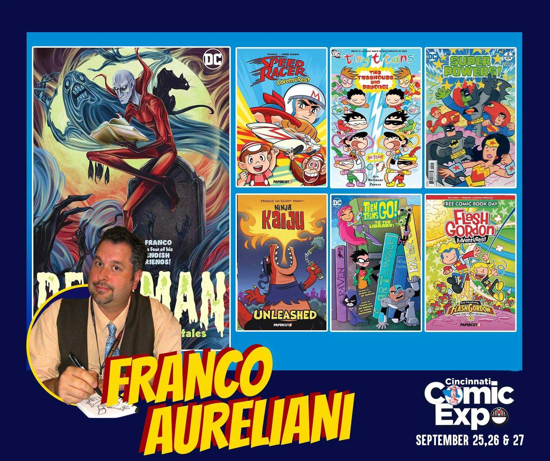 Franco is the next guest announced for the 2026 Cincinnati Comic Expo!

Franco is the creator, artist and writer of Patrick the Wolf Boy and AW YEAH COMICS! Franco has worked on The DINO-MIKE book series and comic titles for various Comic companies i