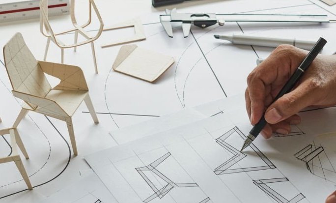 Joinery production drawing on the drafting table