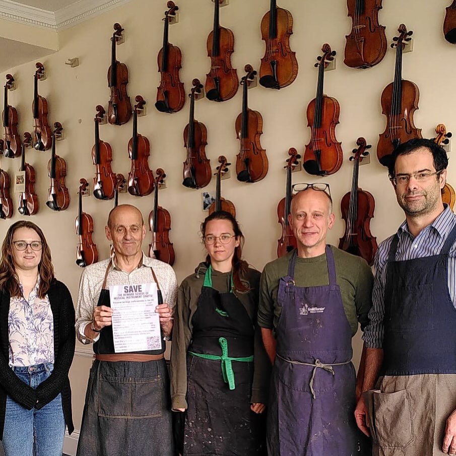 Philip Brown Violins in Newbury has a long history of employing, providing work experience and other opportunities to violin making students in the U.K., and a significant number of Newark Alumni have launched their careers after a while in his shop.