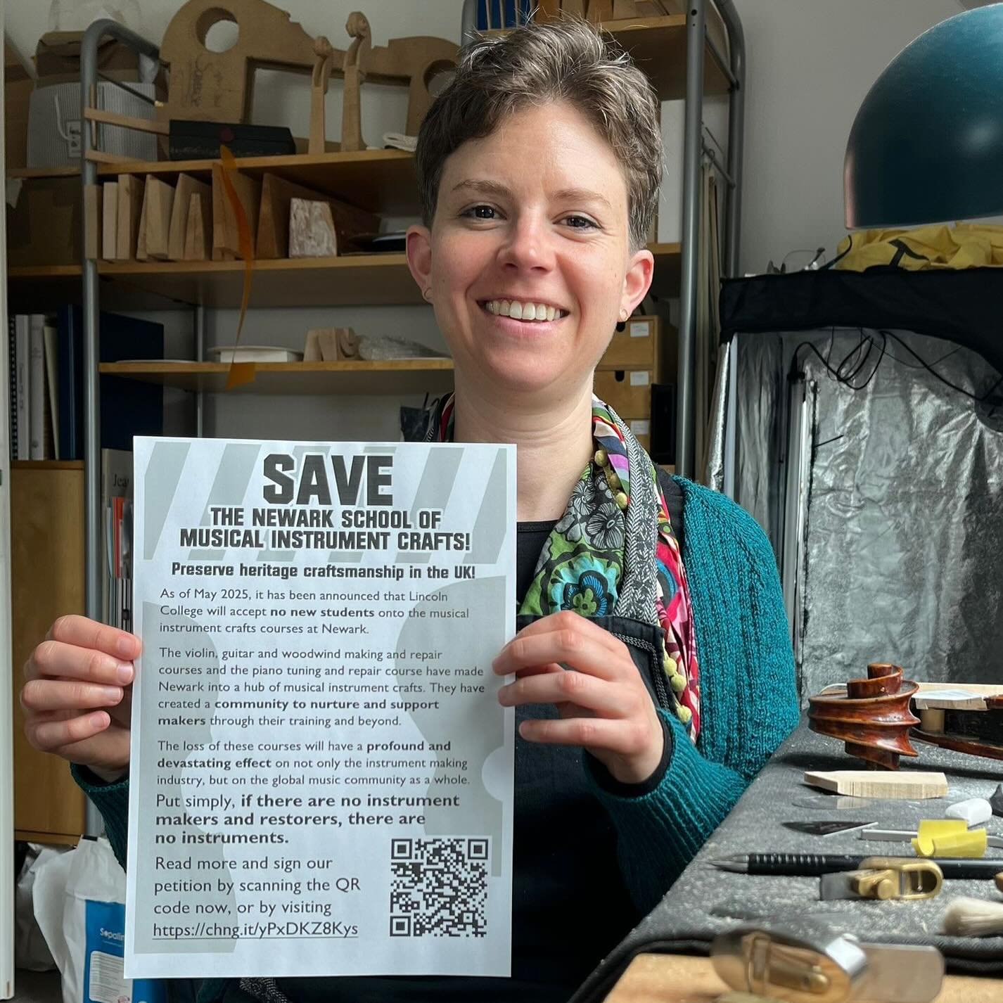 Thanks to Kathrin Hügel from Strasbourg in France. Kathrin came to Britain to work in Philip Brown’s workshop a few years ago, before returning to Europe. However she teams up with distinguished Newark Alumni, Andrew Fairfax each year to t