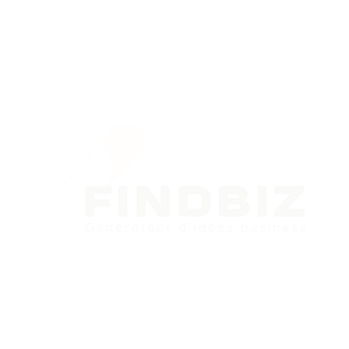 Logo de FindBiz avec un symbole d'idées et le texte 'Générateur d'idées business'
