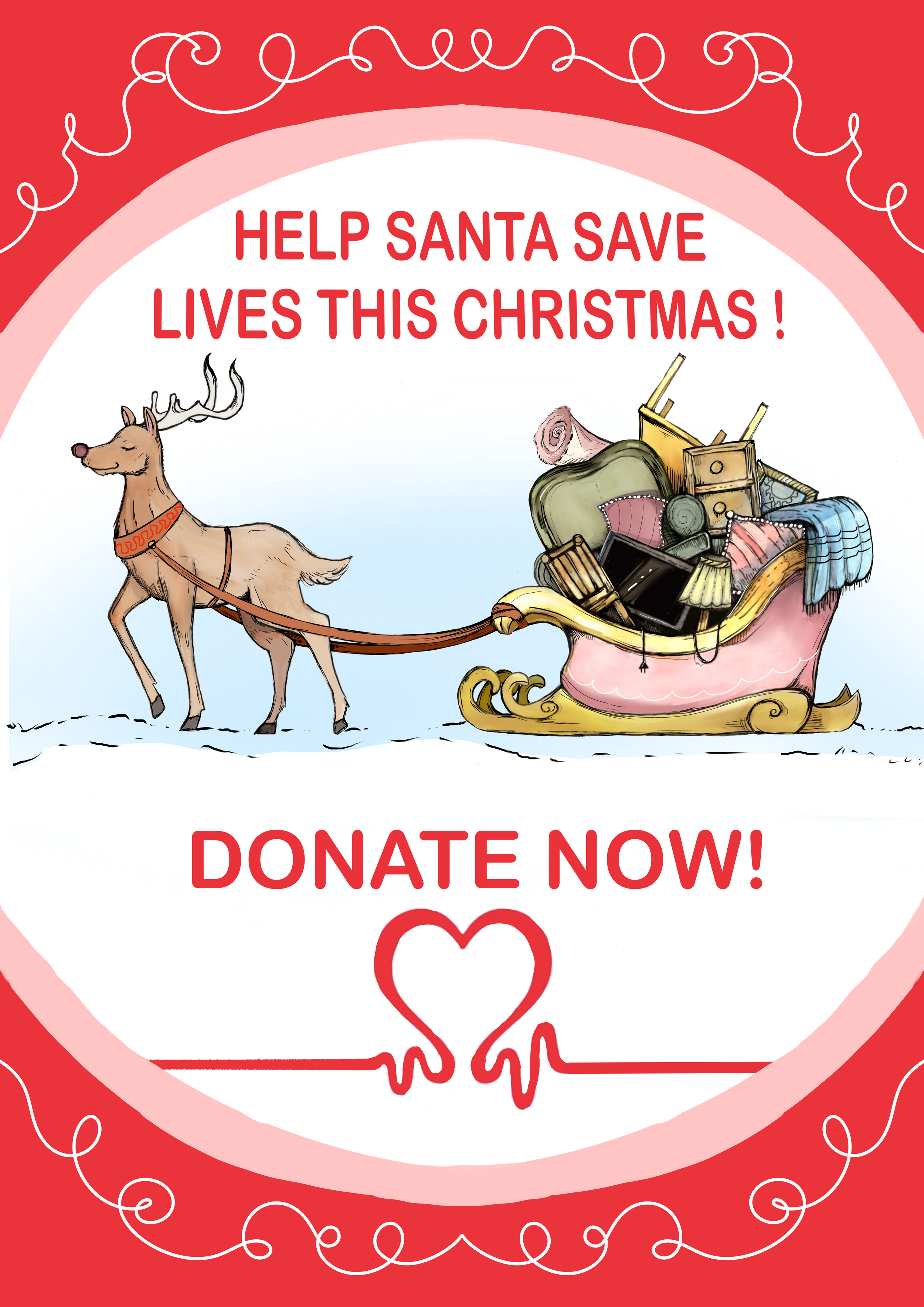 Christmas donations poster commissioned for the British Heart Foundation 2025