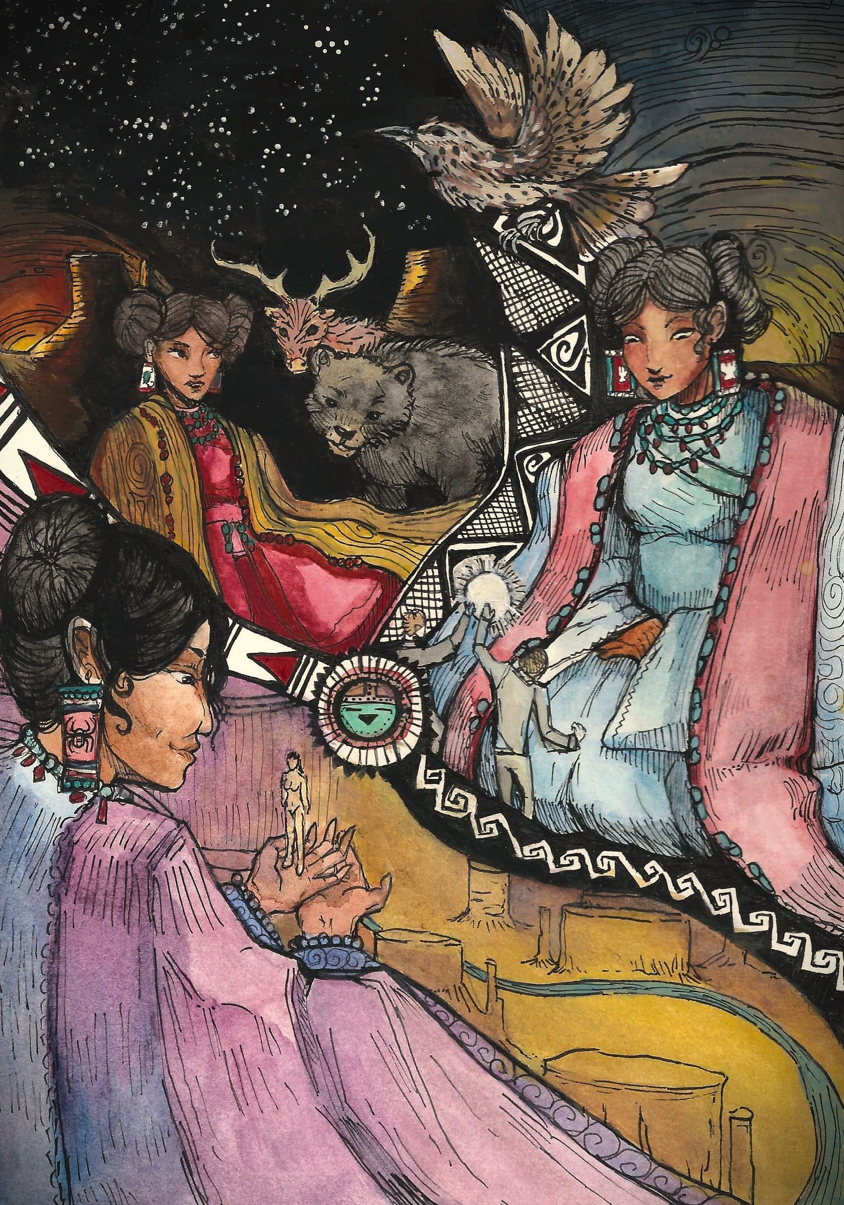The Three Goddesses Create People