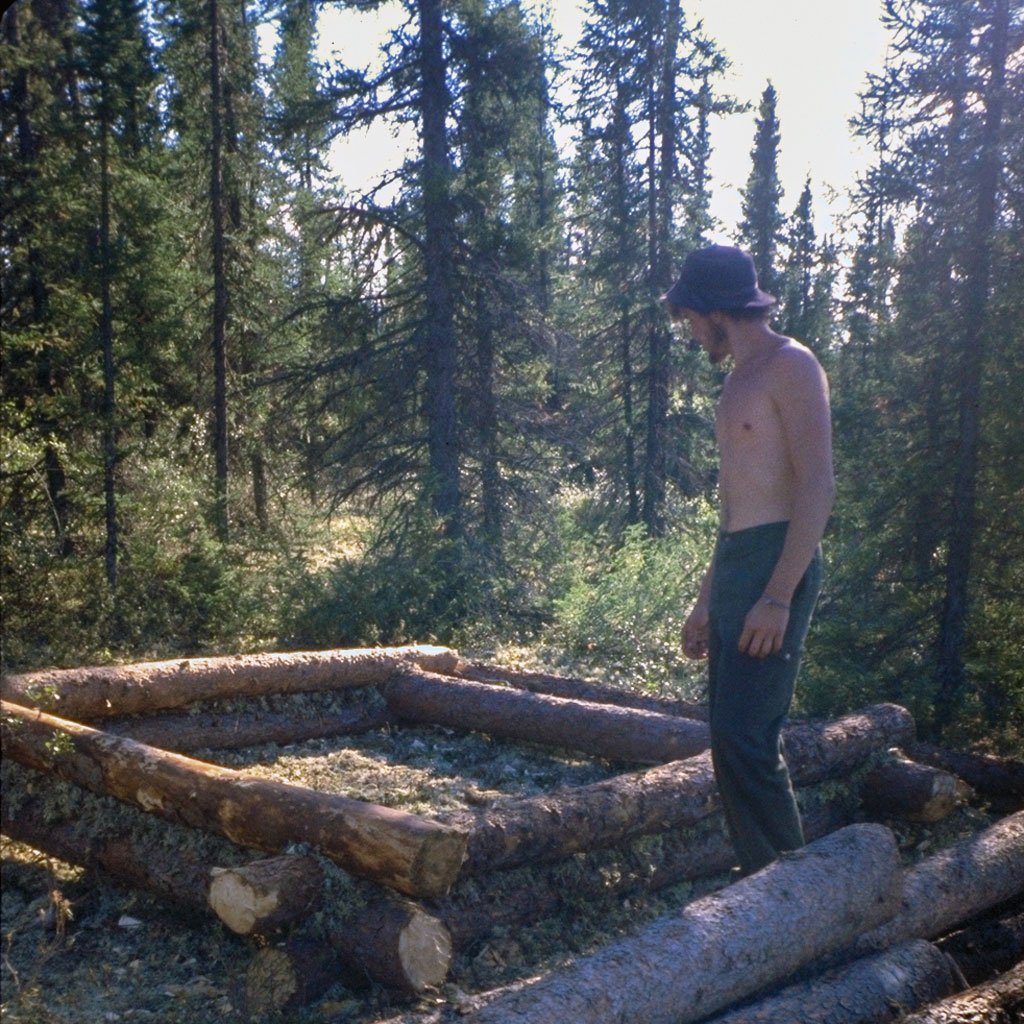 We felled and stacked the first couple layers of logs with axes however it didn't take long to realize fatigue from using the axes made them more dangerous. Neither of us liked the sound of the screaming chainsaw but we welcomed how much easier it ma