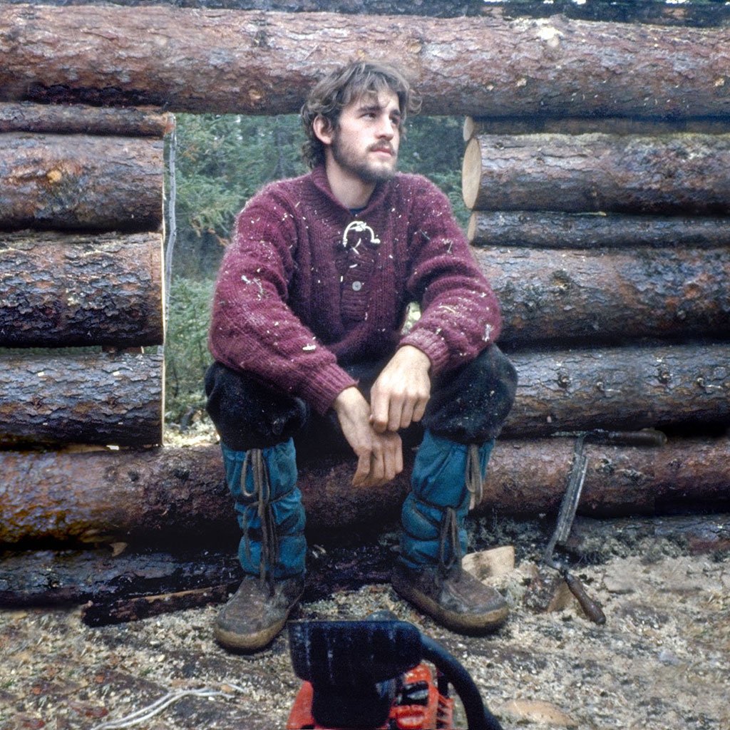 Sitting in the (very tiny) doorway of the cabin. We kept this small both because the cabin was small and to keep out as much cold air as possible. (image 15 of 32)