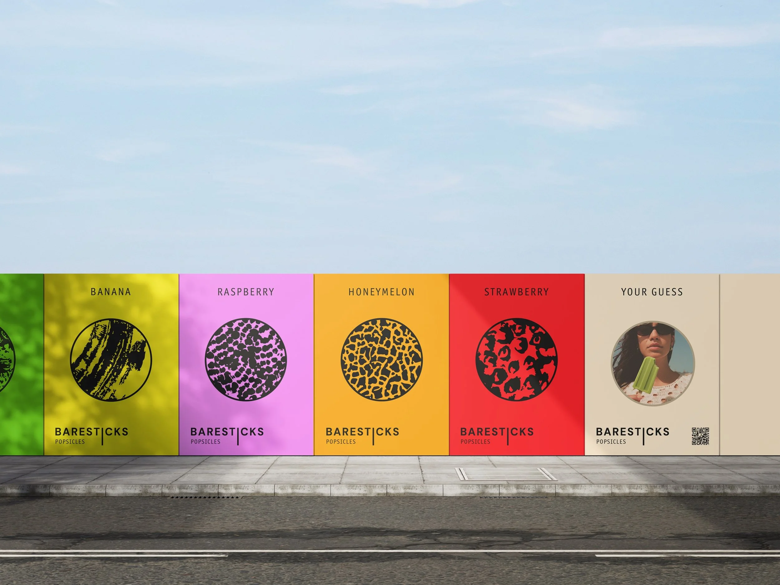 BARESTICKS POPSICLES I Brand Identity, Fruit skins turned into a guessing game