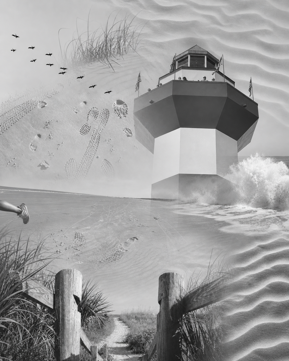 BEACH IN B&W