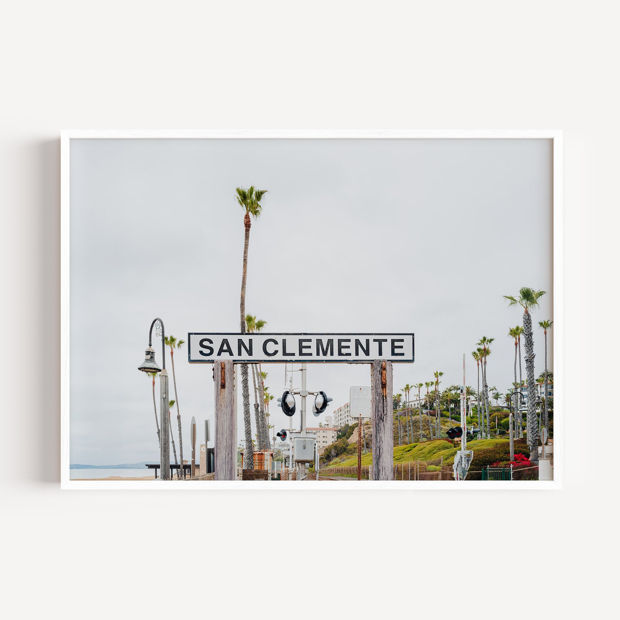 san clemente wall art for sale, san clemente print, san clemente poster, train tracks print, train sign poster