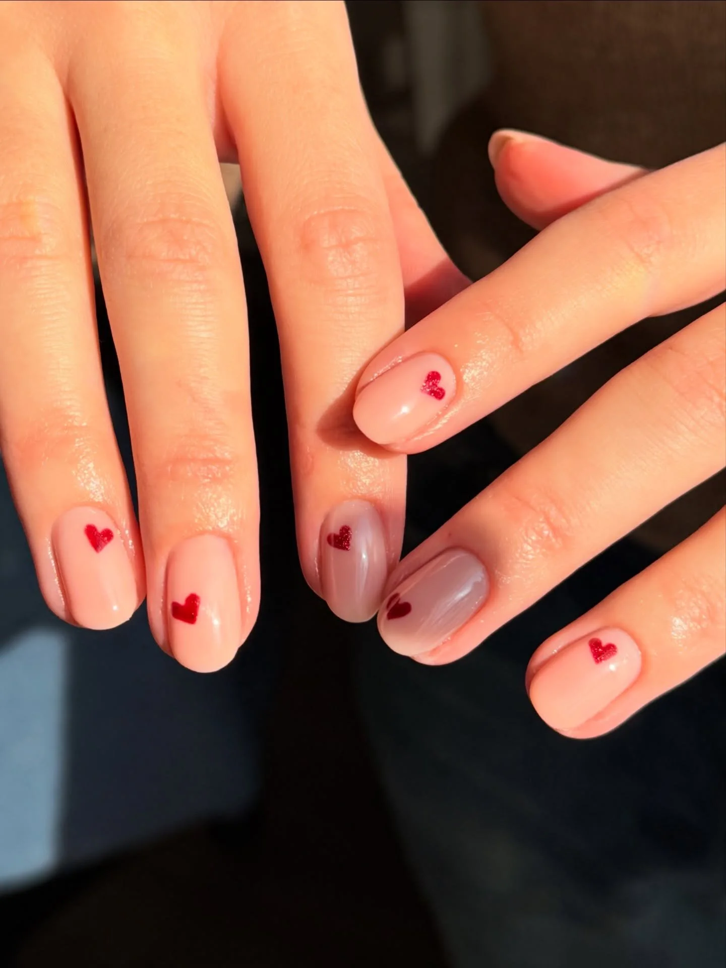 Love you, tiny hearts. Mean it! @nailsbyblanc on @nailthoughts builder magic.