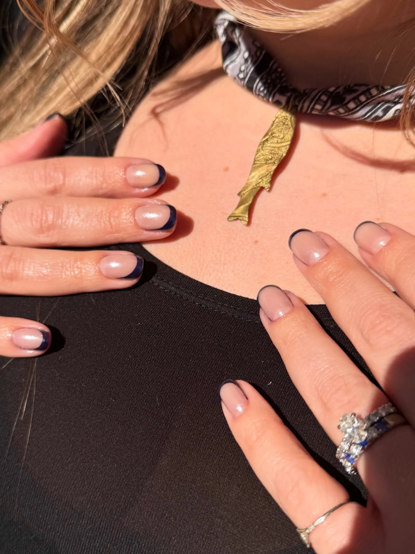 Navy and chrome baby French by @jaztheexpert