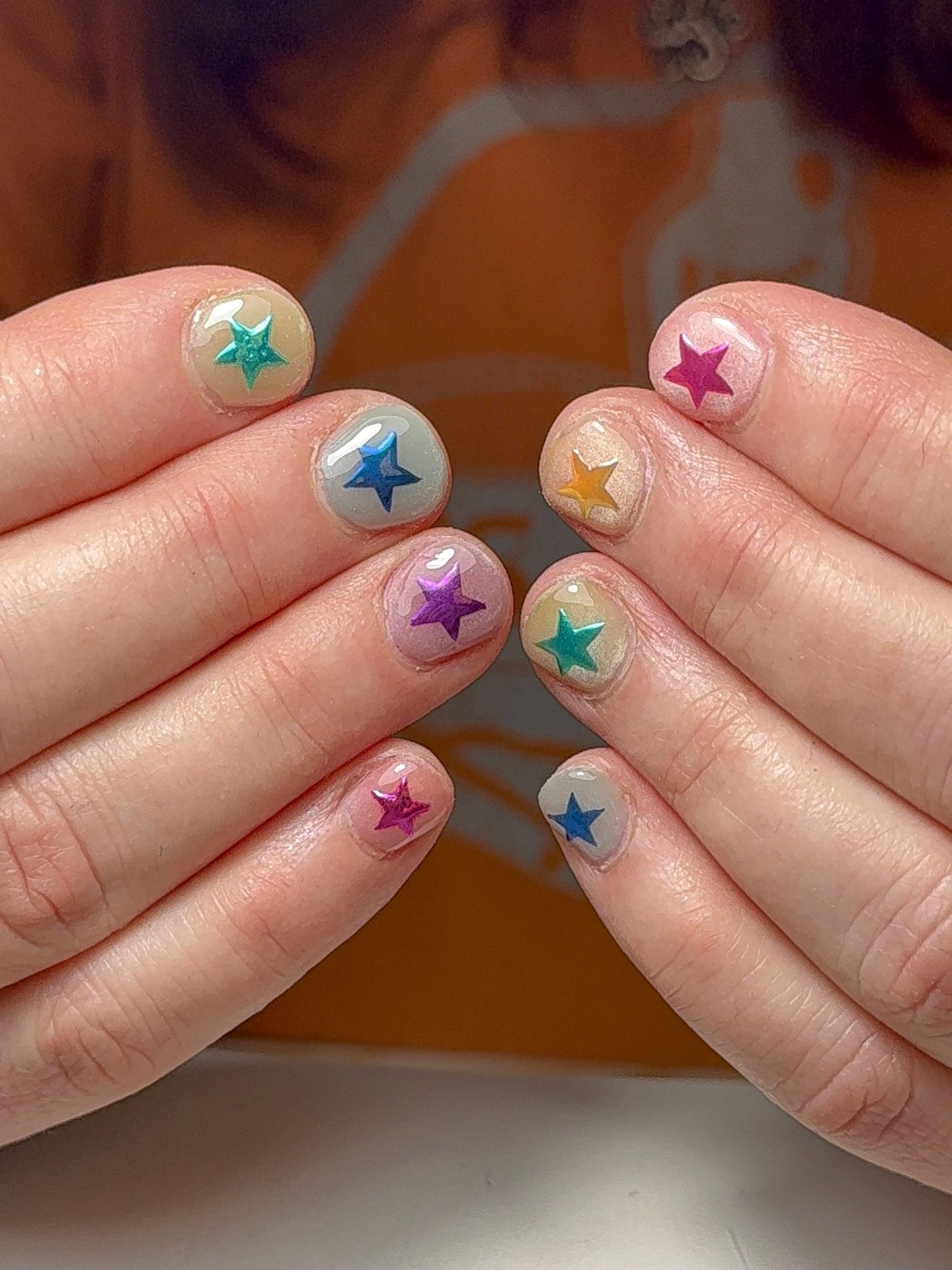 All of the stars. Builder mani by @emlovesnailies