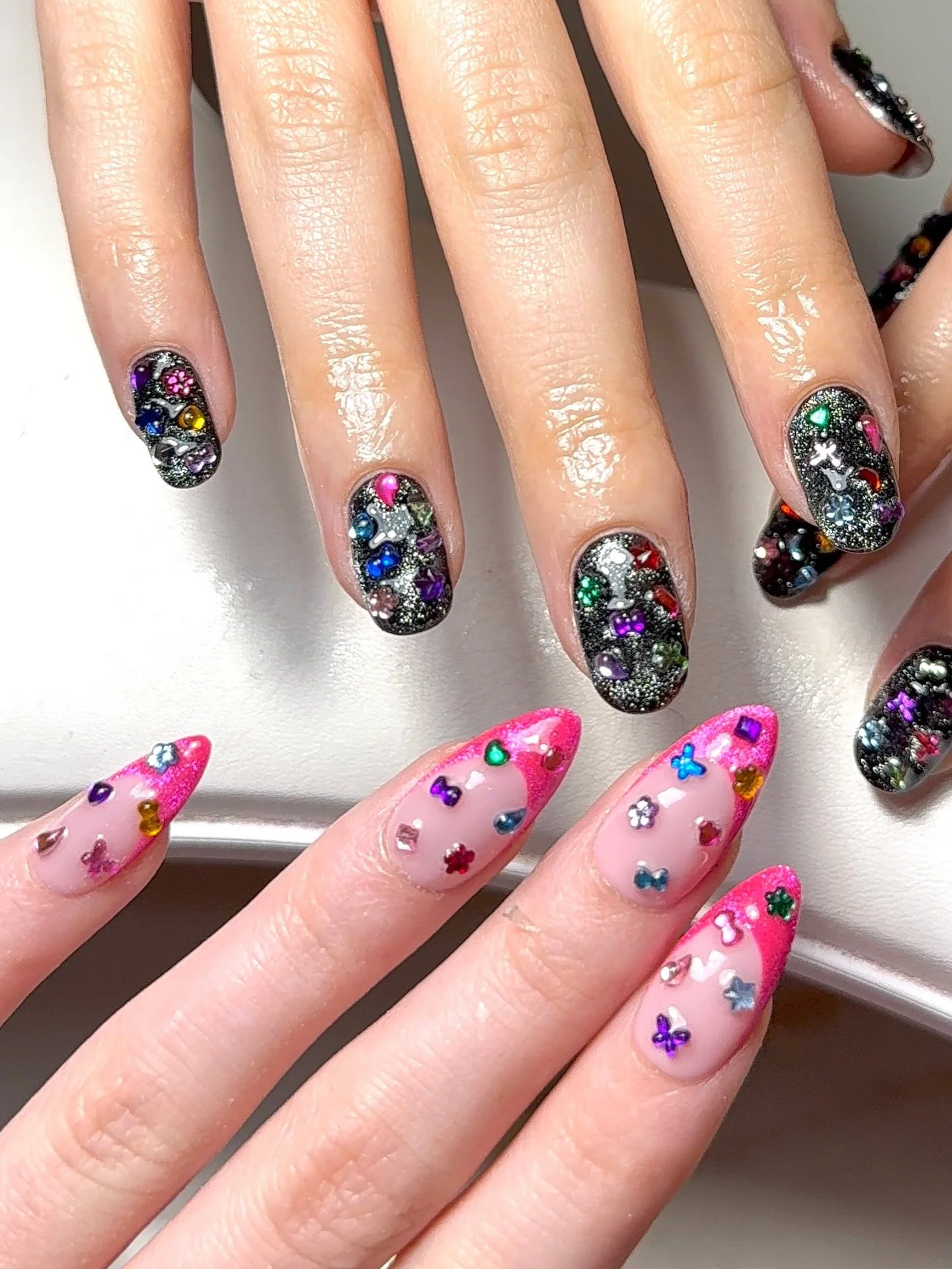 All the girlies love baby charms. Mani by @emlovesnailies