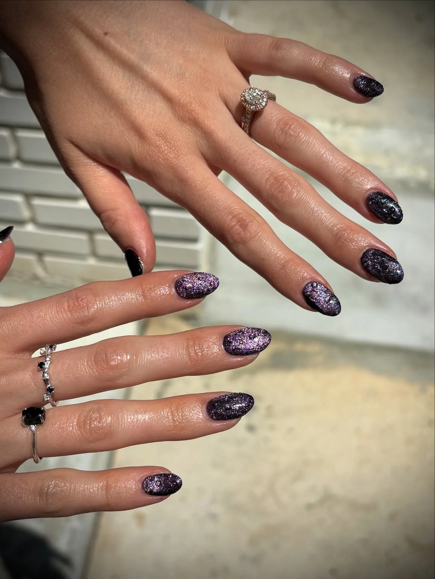 Gothy cat eye with our new raindrop effect topcoat.