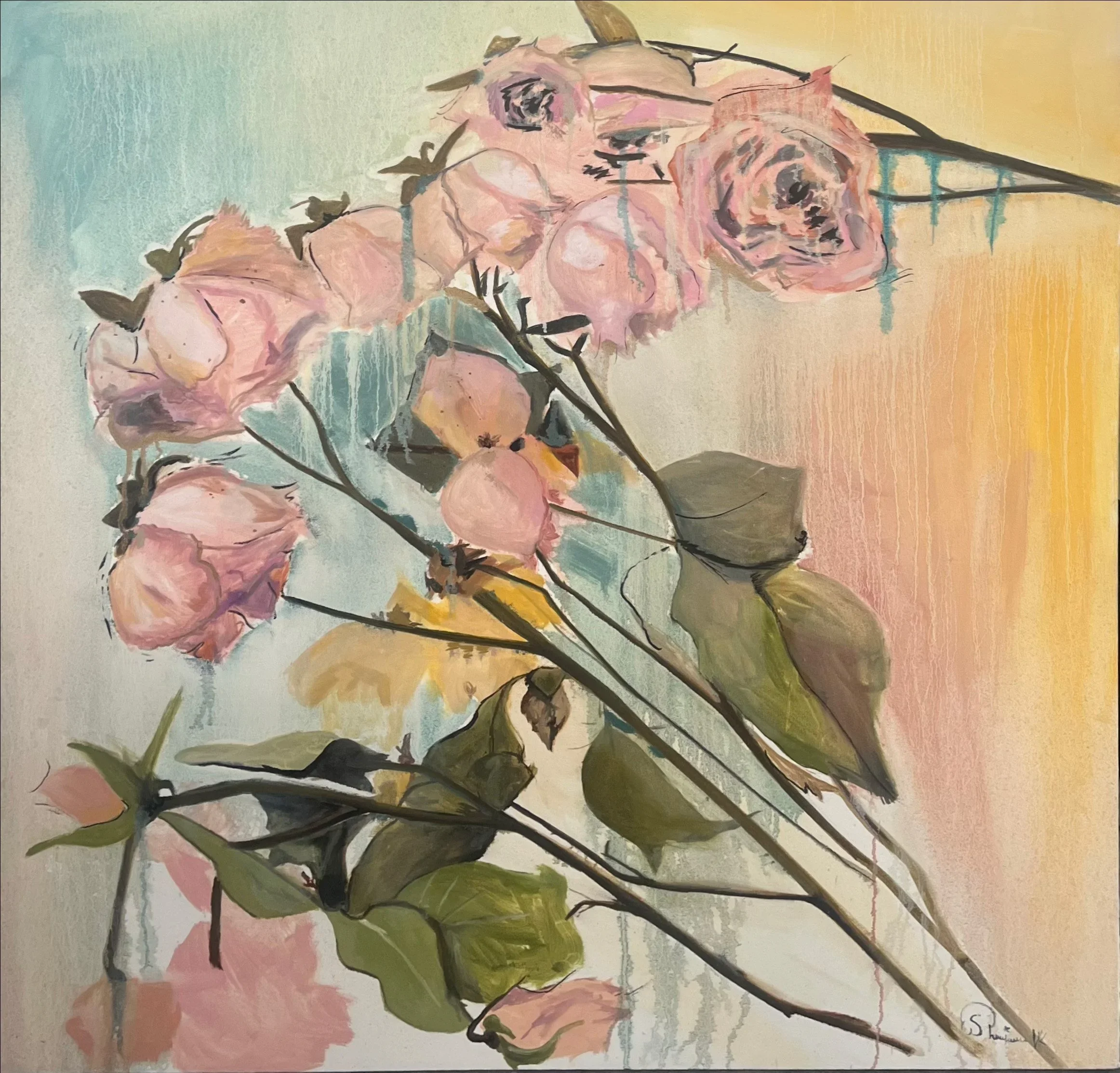 "Floribunda," 2025 
 oil on canvas (triptych)
Unframed: 46”x48” 