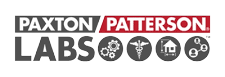 Paxton Patterson Labs logo with icons representing gears, medical staff, house, and people icons.