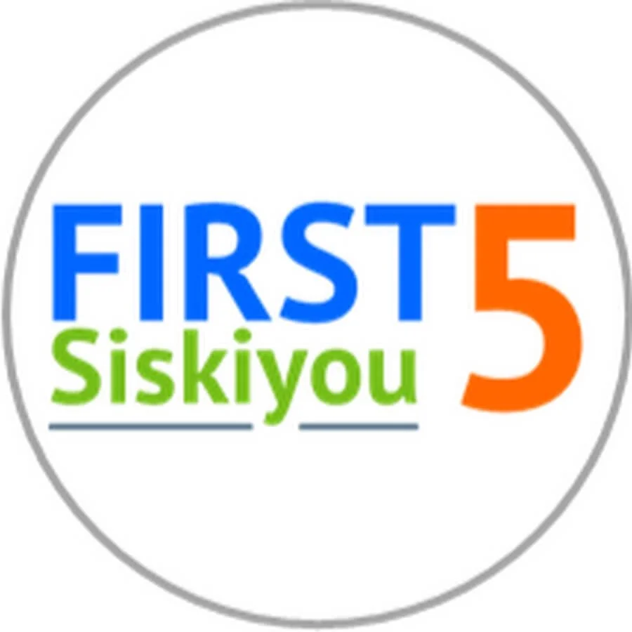 A circular logo with the text 'FIRST 5 Siskiyou' in colorful letters: blue, green, and orange.