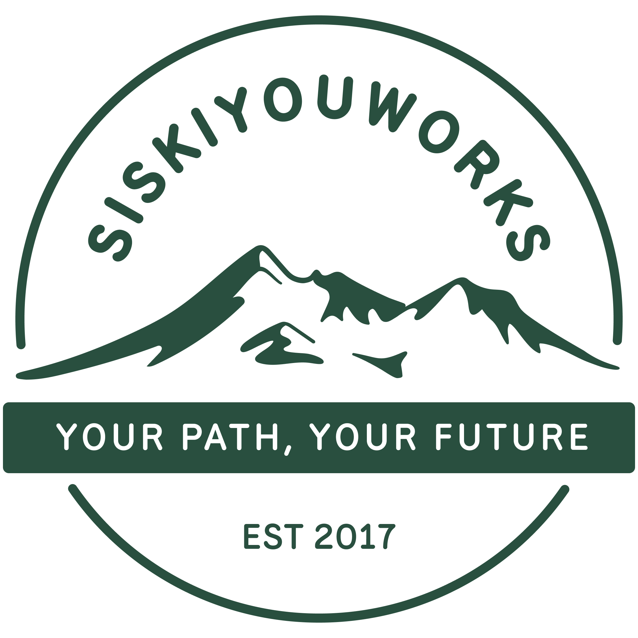 SiskiyouWorks badge logo, no image of a person