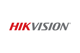 Hikvision logo with red and gray text
