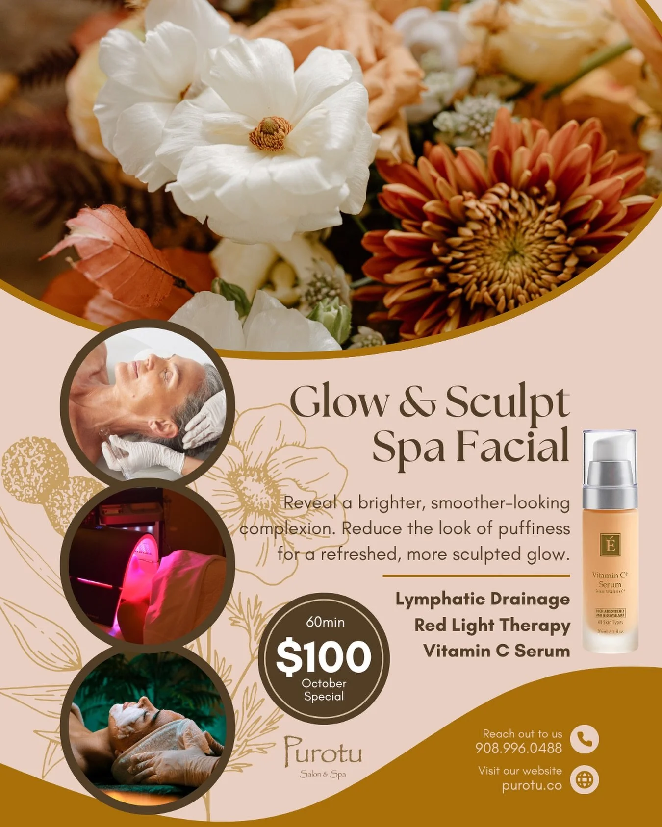 Step into your most radiant season with our luxurious October Glow &amp; Sculpt Facial&mdash;a beautifully curated experience featuring Red Light Therapy, Lymphatic Drainage, and Vitamin C Serum. ✨

🔴 Red Light Therapy helps promote a smoother, firm