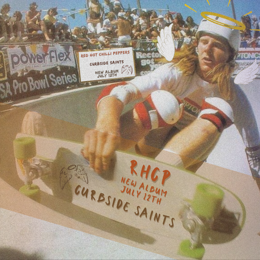 Curbside Saints – Red Hot Chili Peppers (Visual Album Concept)
A gritty visual rebrand inspired by the sunburnt edges of 70s California skate culture. Curbside Saints blends RHCP’s raw sound with vintage Pro Bowl energy, grainy textures, hand-drawn