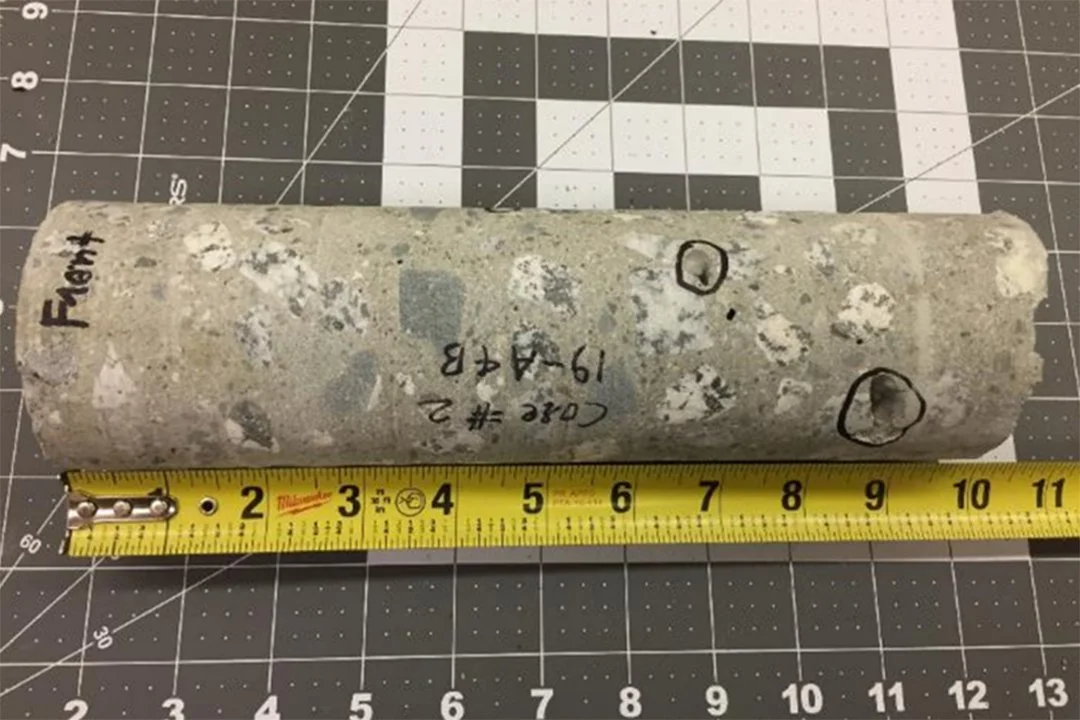 Concrete Core with Honeycombs being pictured and measured