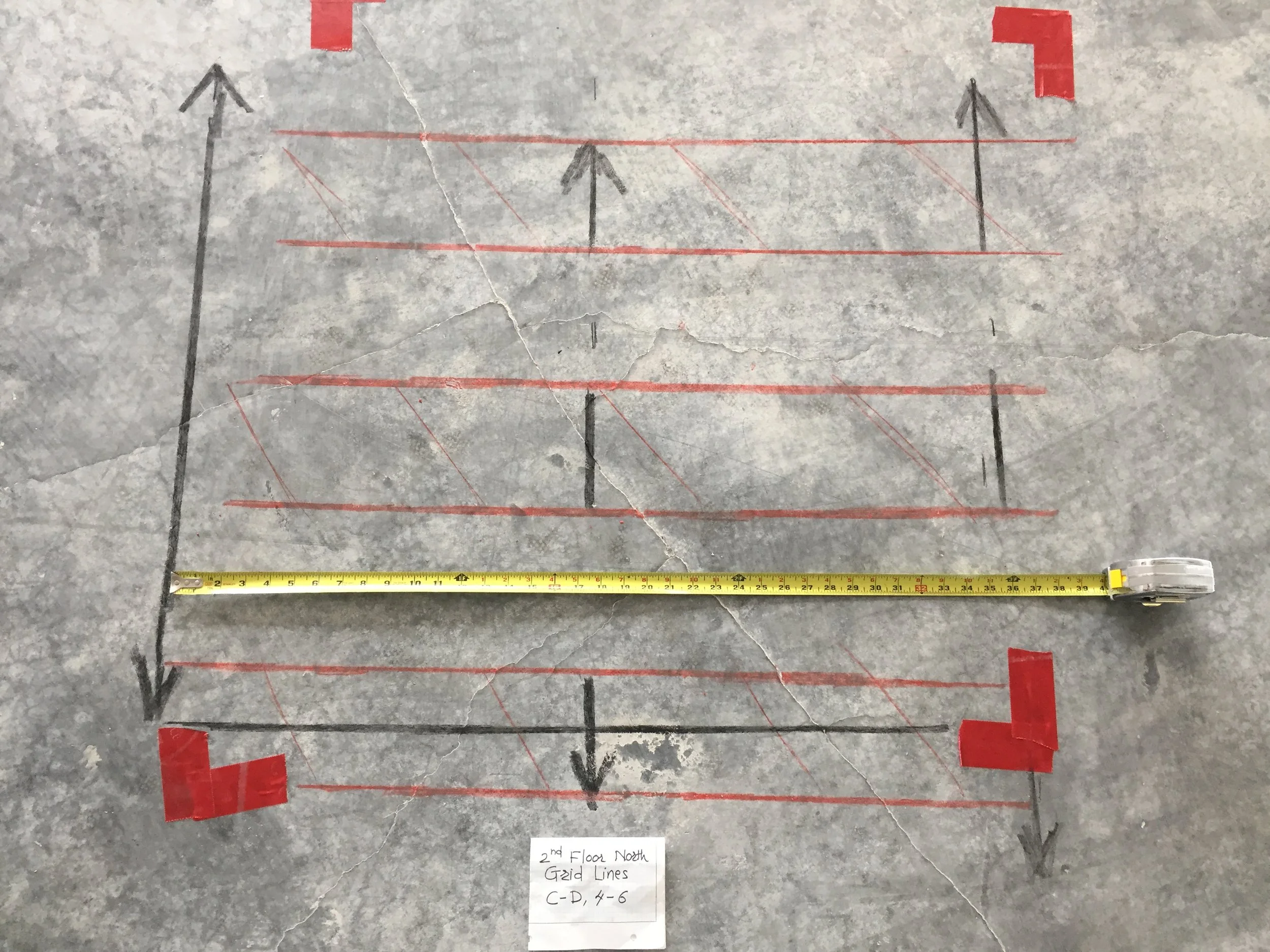 Rebar spacing layout on concrete slab