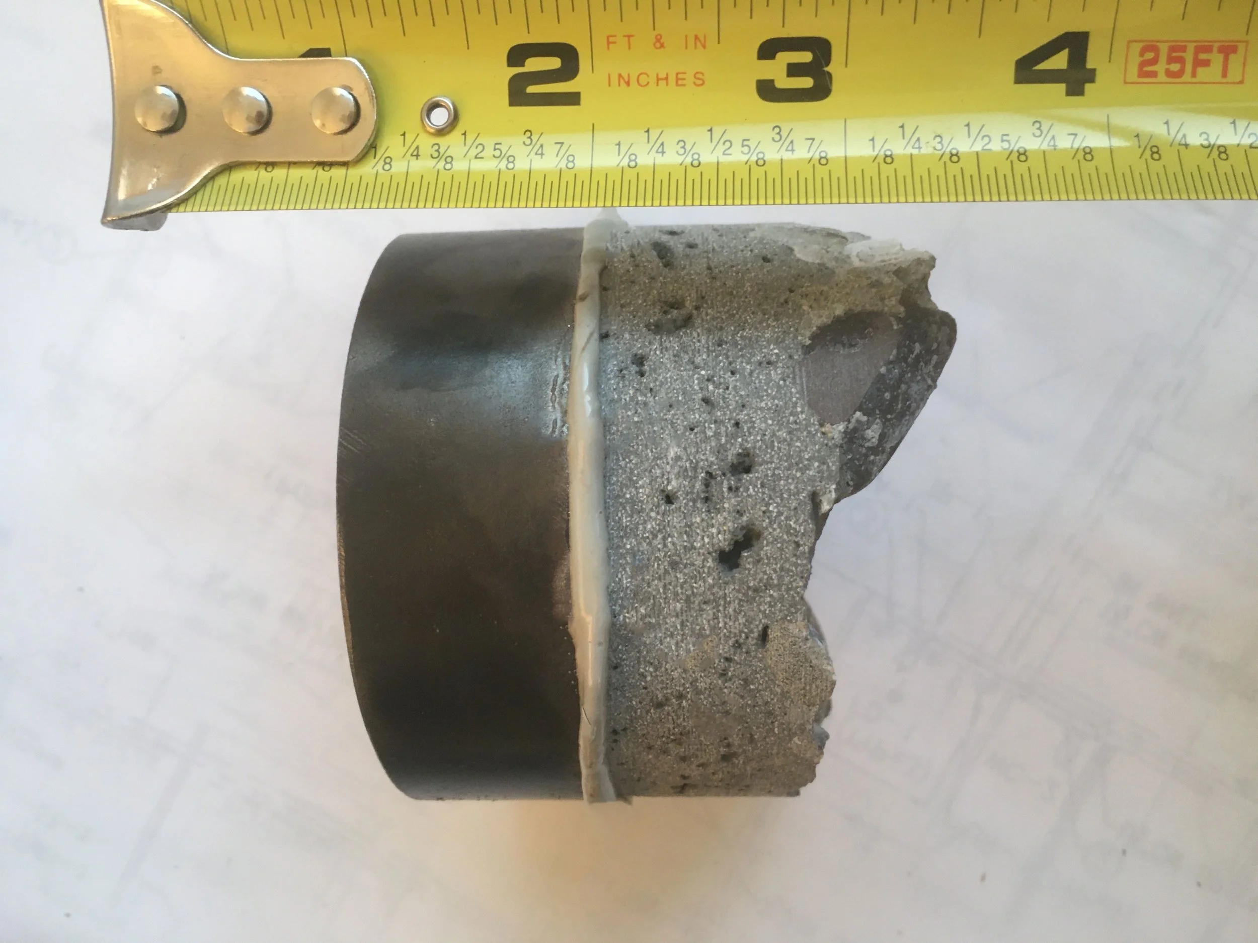 core-sample-failure-break-depth-measure