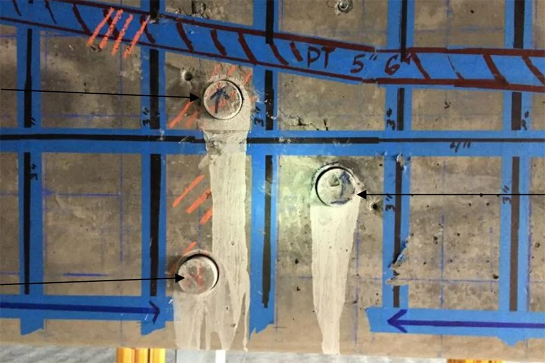 Concrete Beam Grid showing where each core was extracted from.