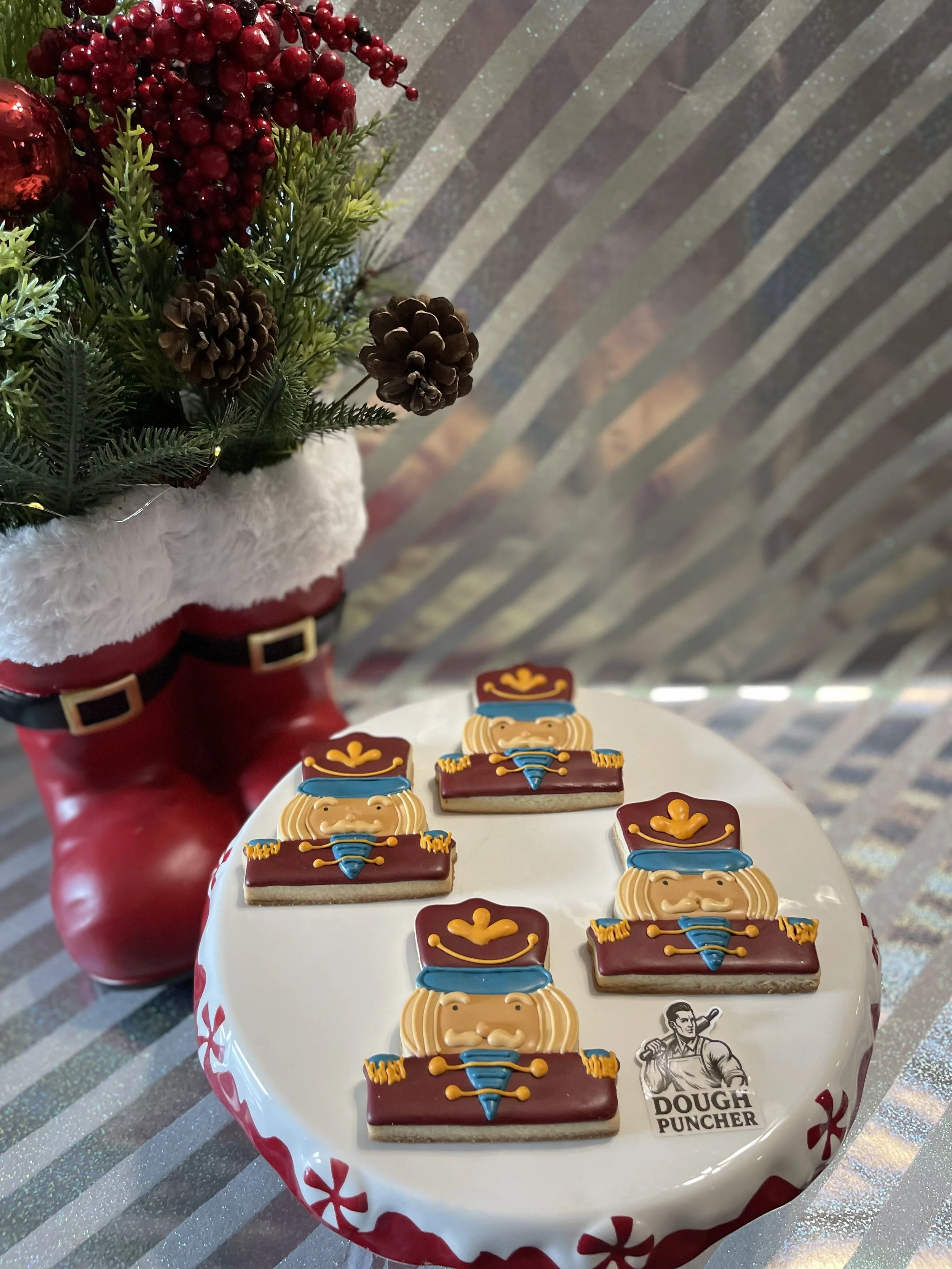 Christmas plate of decorated nutcracker cookies