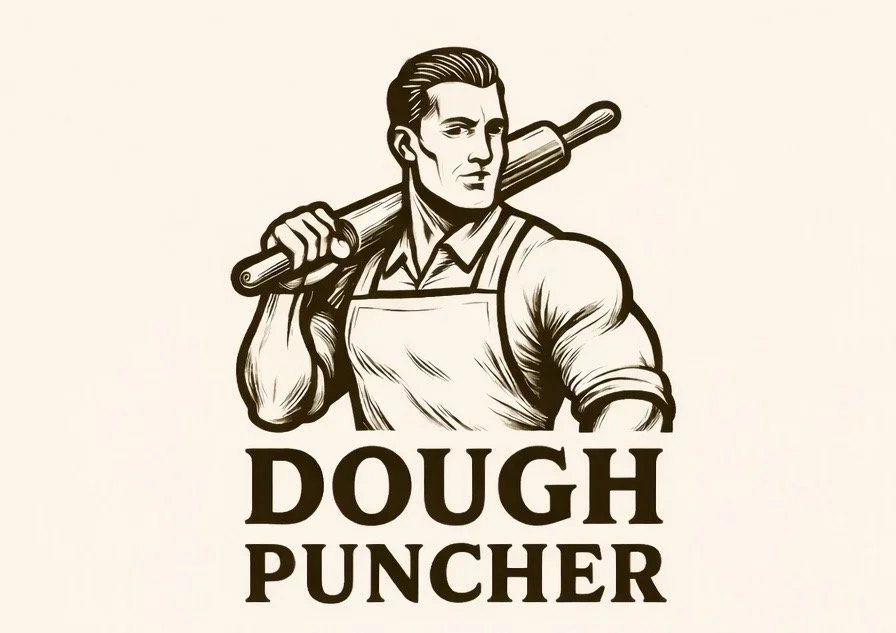 The Dough Puncher baker logo · Dough Puncher vintage baker logo