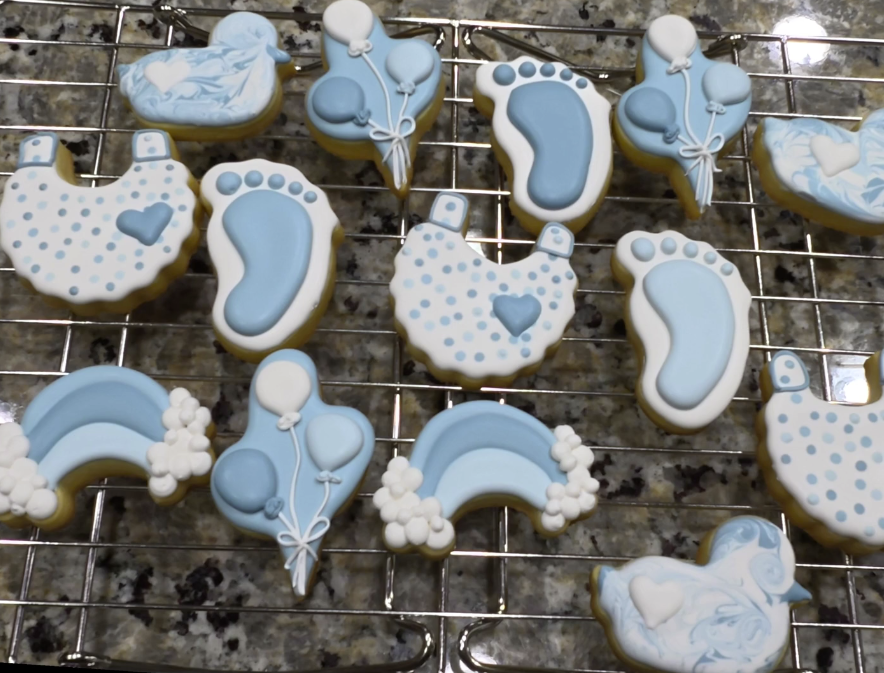 Blue baby shower sugar cookies