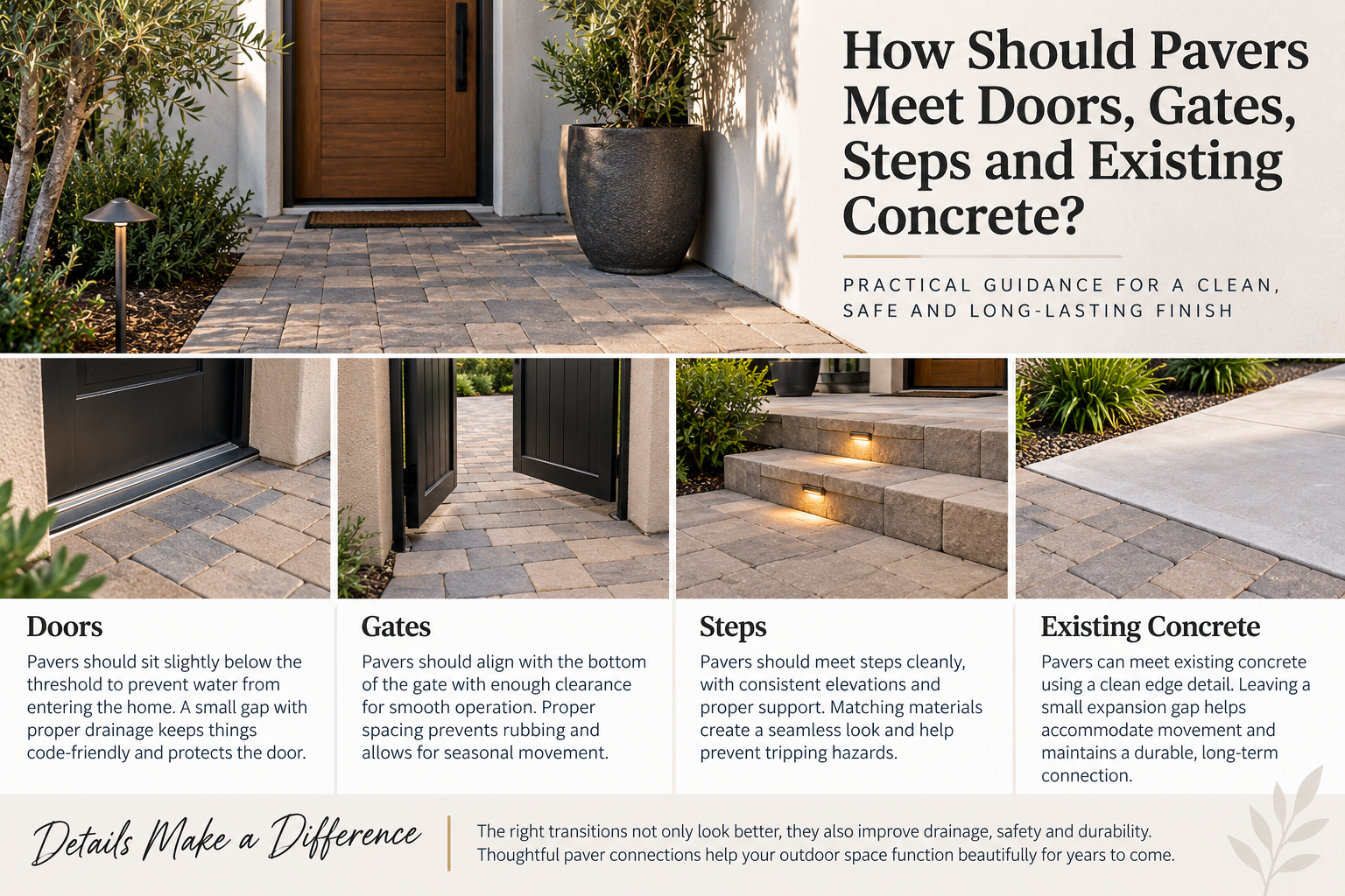 How Should Pavers Meet Doors, Gates, Steps and Existing Concrete?