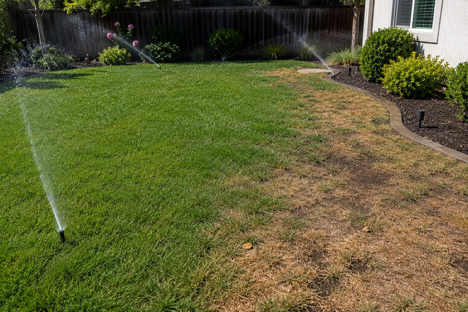 An inefficient printer system running all part of the grass is dead due to insufficient coverage