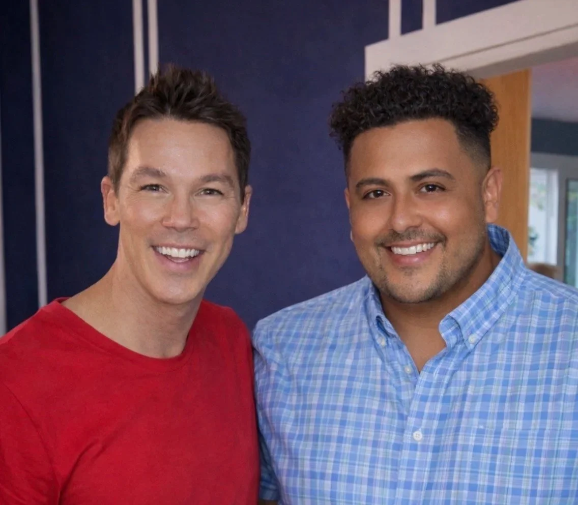 David Bromstad and Jesse Laguna pose together after completing an interior design project for a Lowe’s commercial shoot. The team carried out an interior transformation, redesigning the dining room and bathrooms to showcase the full potential.