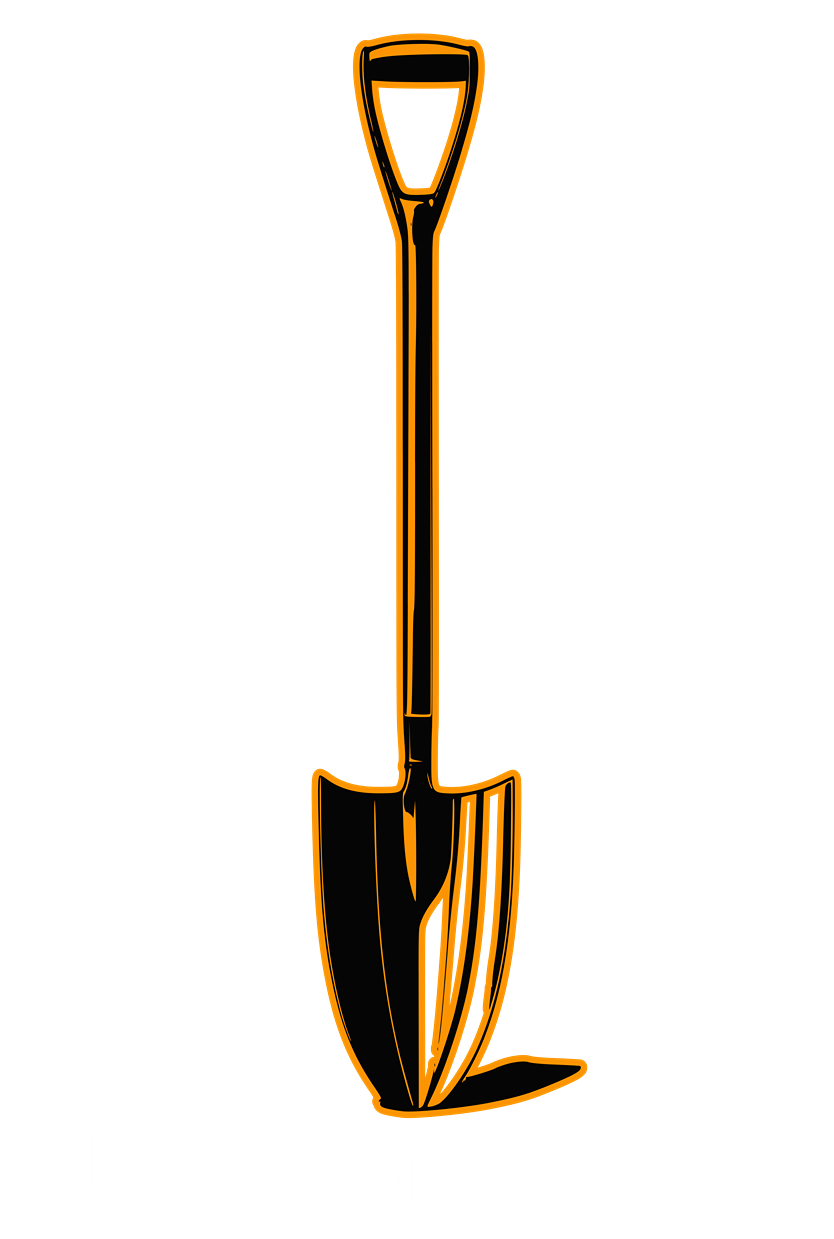 Graphic illustration of a shovel with the text 'You will dig what we do' underneath.