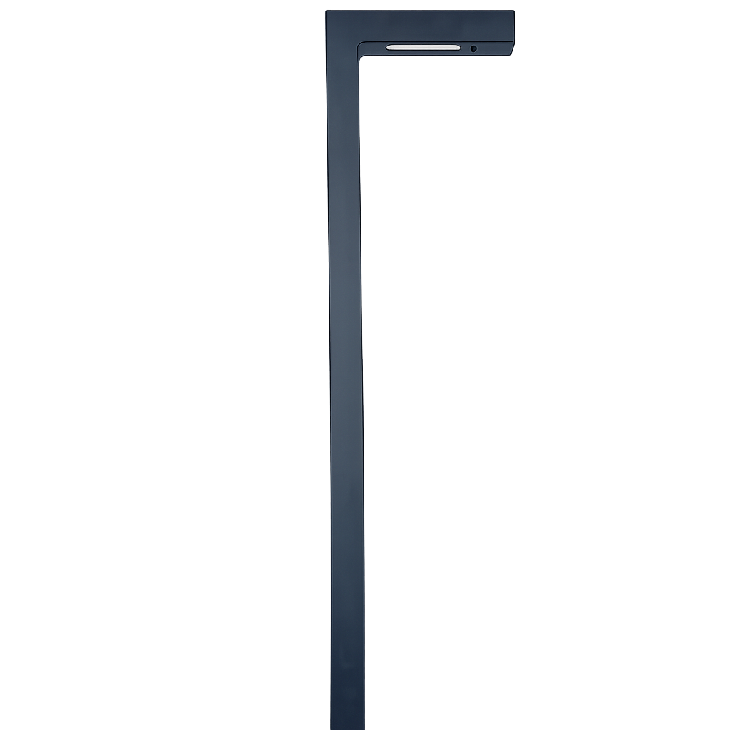 Front view of a modern, dark gray laptop with a closed lid.