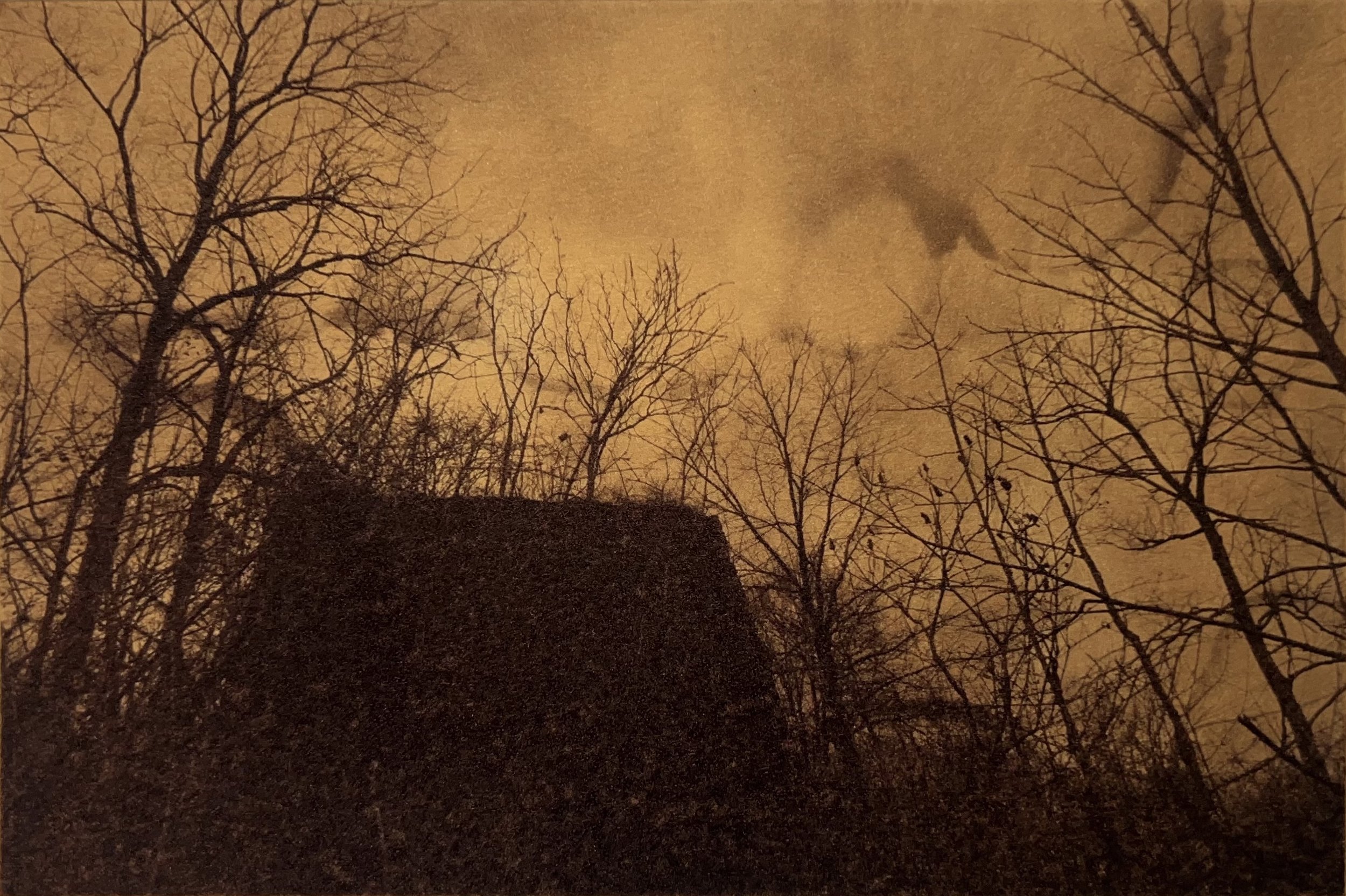 "Forge 550", 2024 - Hand-pulled print on paper, ink, oil pigments made from acid mine drainage, 5 x 7.5 in.