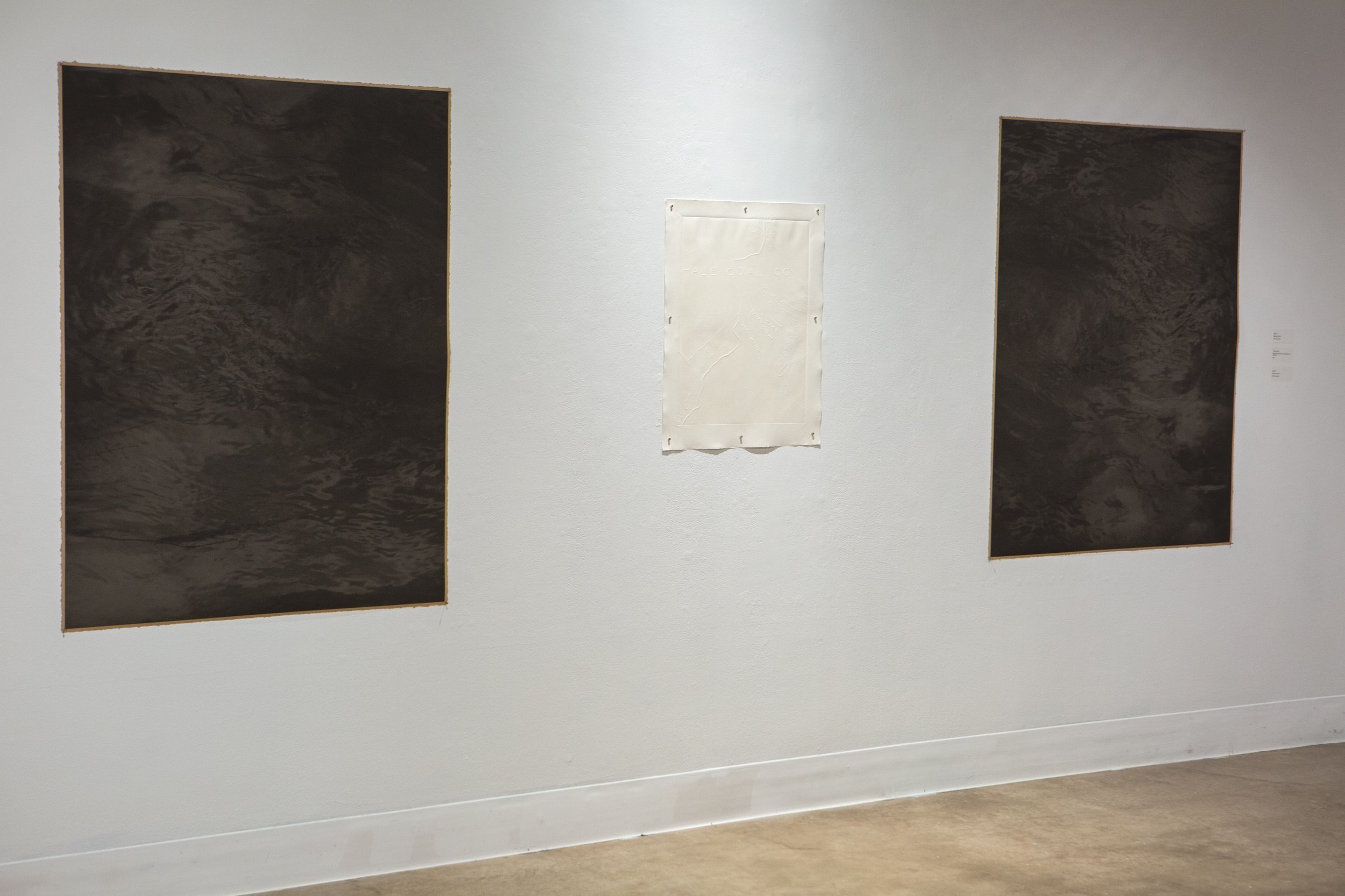 2025 Installation View, "Seepage: IV" & "Seepage: V" with "Unseen Influence" in the middle