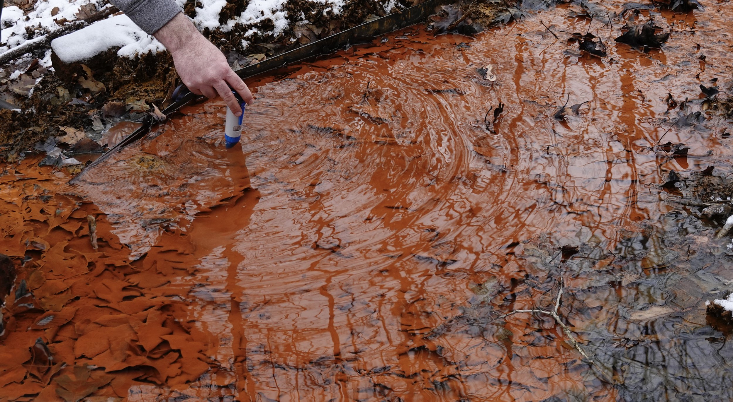 Acid mine drainage impaired creek water acidity testing (Centre Co., Pennsylvania) - 2024