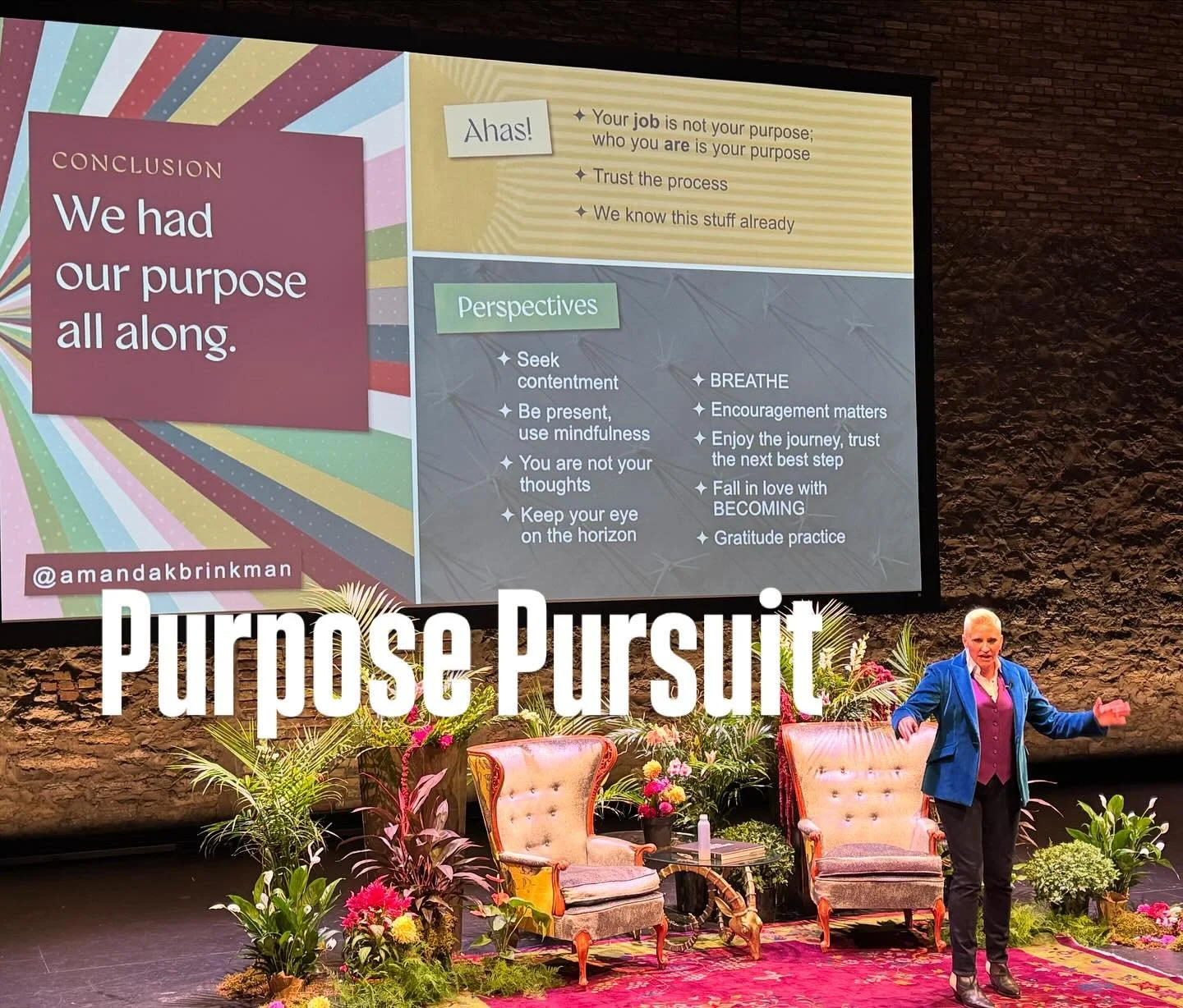 ✨ Yesterday I had the joy of joining Purpose Pursuit with Amanda Brinkman &mdash; a room full of women hyping each other up, sharing stories, and reminding ourselves that happiness is found in being present. 💫

Supporting each other. Finding content