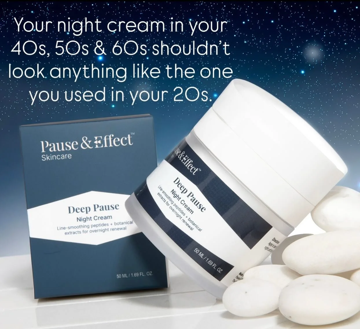 When estrogen drops, your skin:
&bull; Loses moisture fast
&bull; Repairs itself slower
&bull; Gets thinner + less bouncy
&bull; Wakes up with deeper lines and dryness

That&rsquo;s why Deep Pause Night Cream was created for midlife skin specifically
