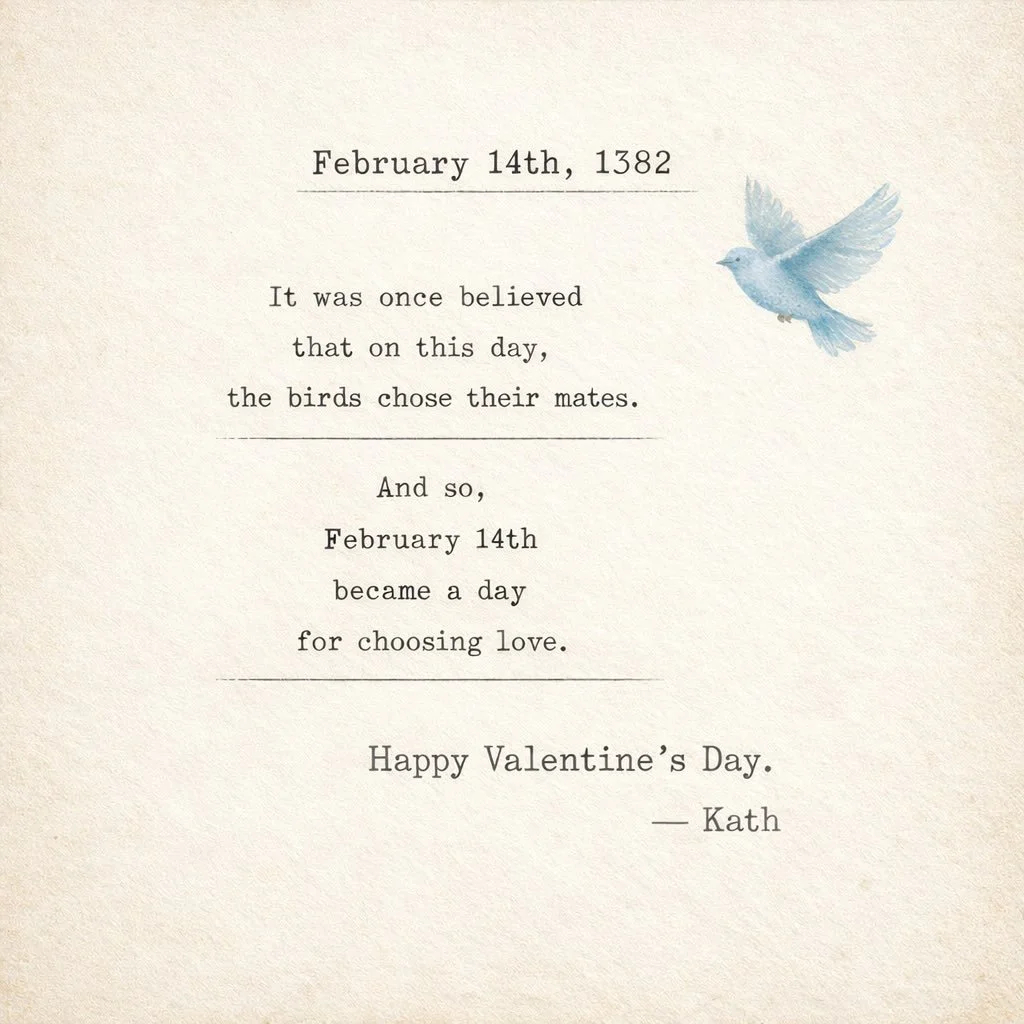 A little Valentine history I actually adore&hellip;

In the Middle Ages, people believed February 14th was the day birds picked their partners. 🕊️

Not grand gestures.
Not perfection.
Just choosing.

Choose your person.
Choose your joy.
Choose the o