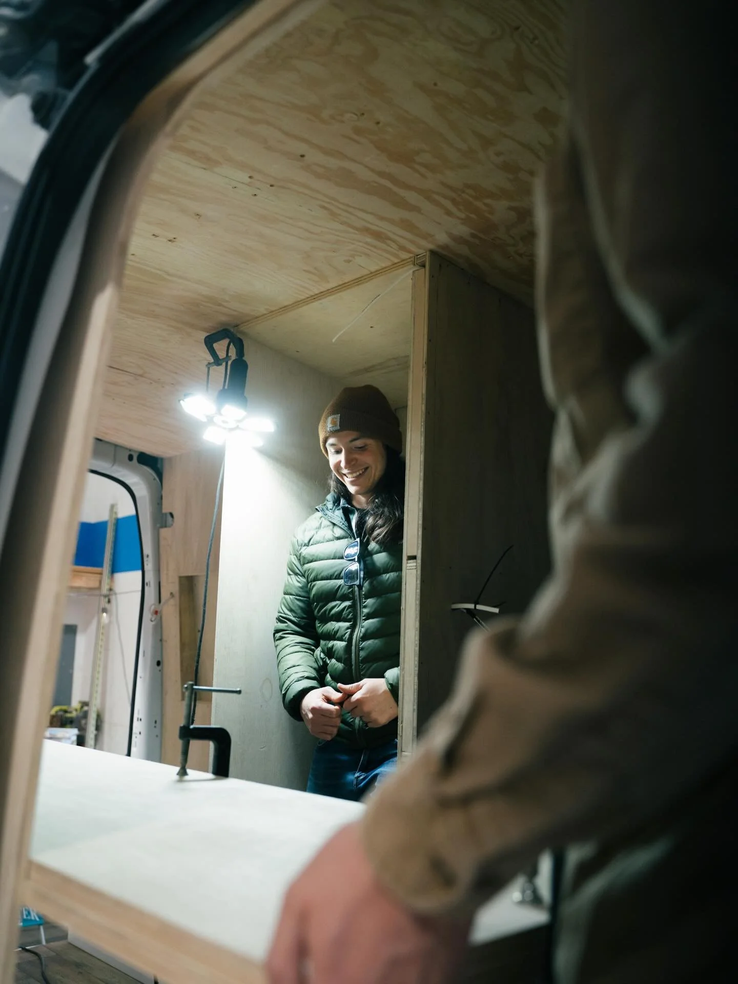 Mid-build first look with our clients Dean &amp; Megan. We&rsquo;re working a lot into this Ford Transit build and thought who better to help decide on a few core components than the wonderful folks who are going to call this van home. Every rig we b