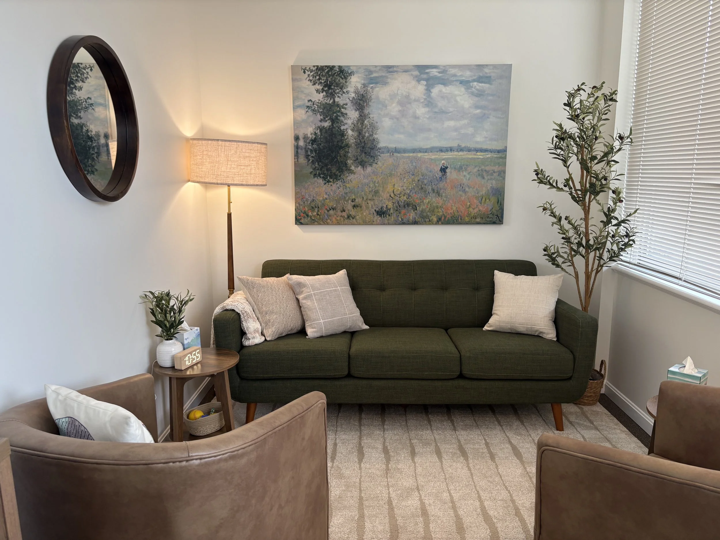 Elevate Family Counseling office in Ashburn, VA, providing a calm and welcoming therapy space