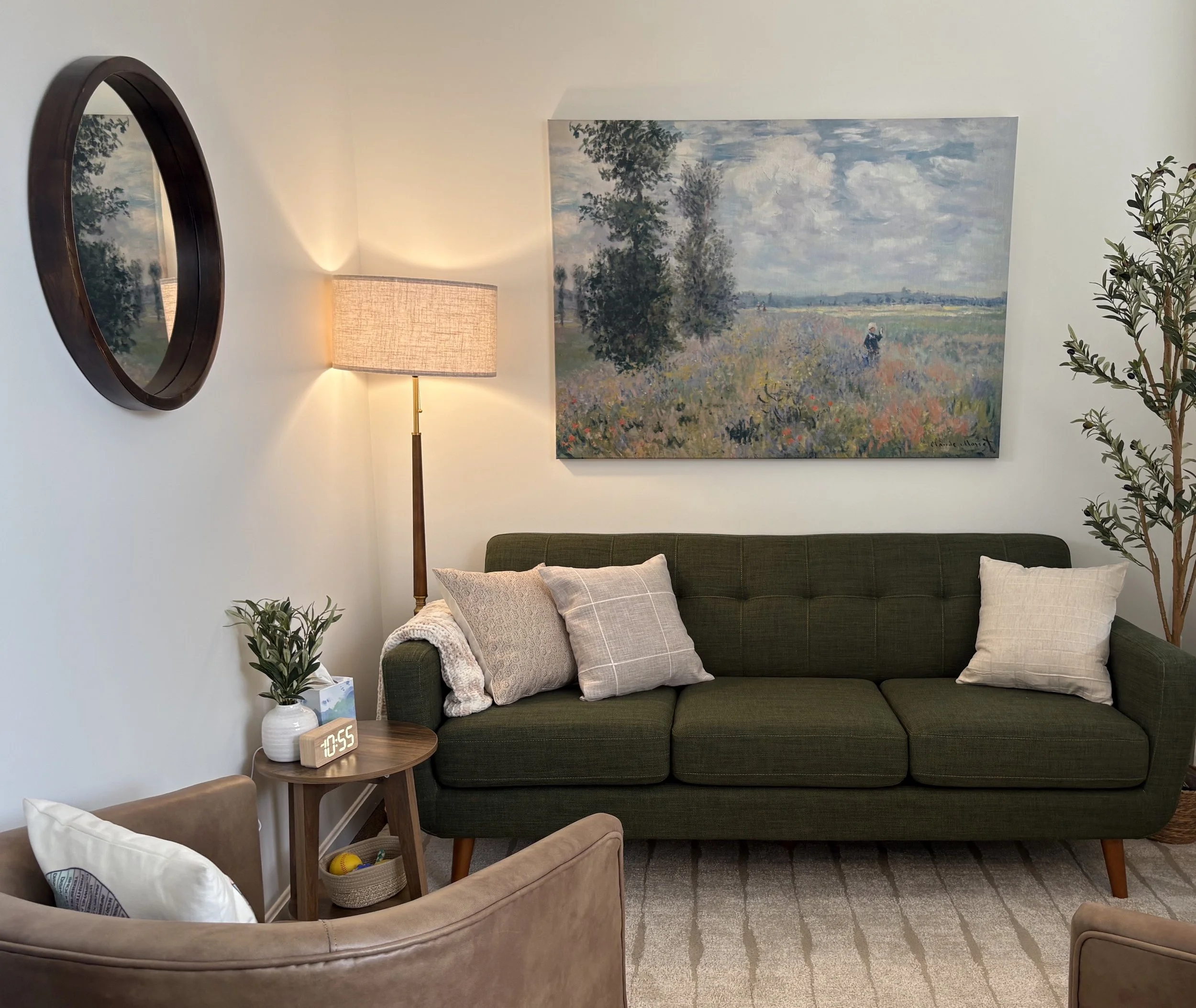 Elevate Family Counseling office in Ashburn, VA, offering a calm and welcoming therapy space