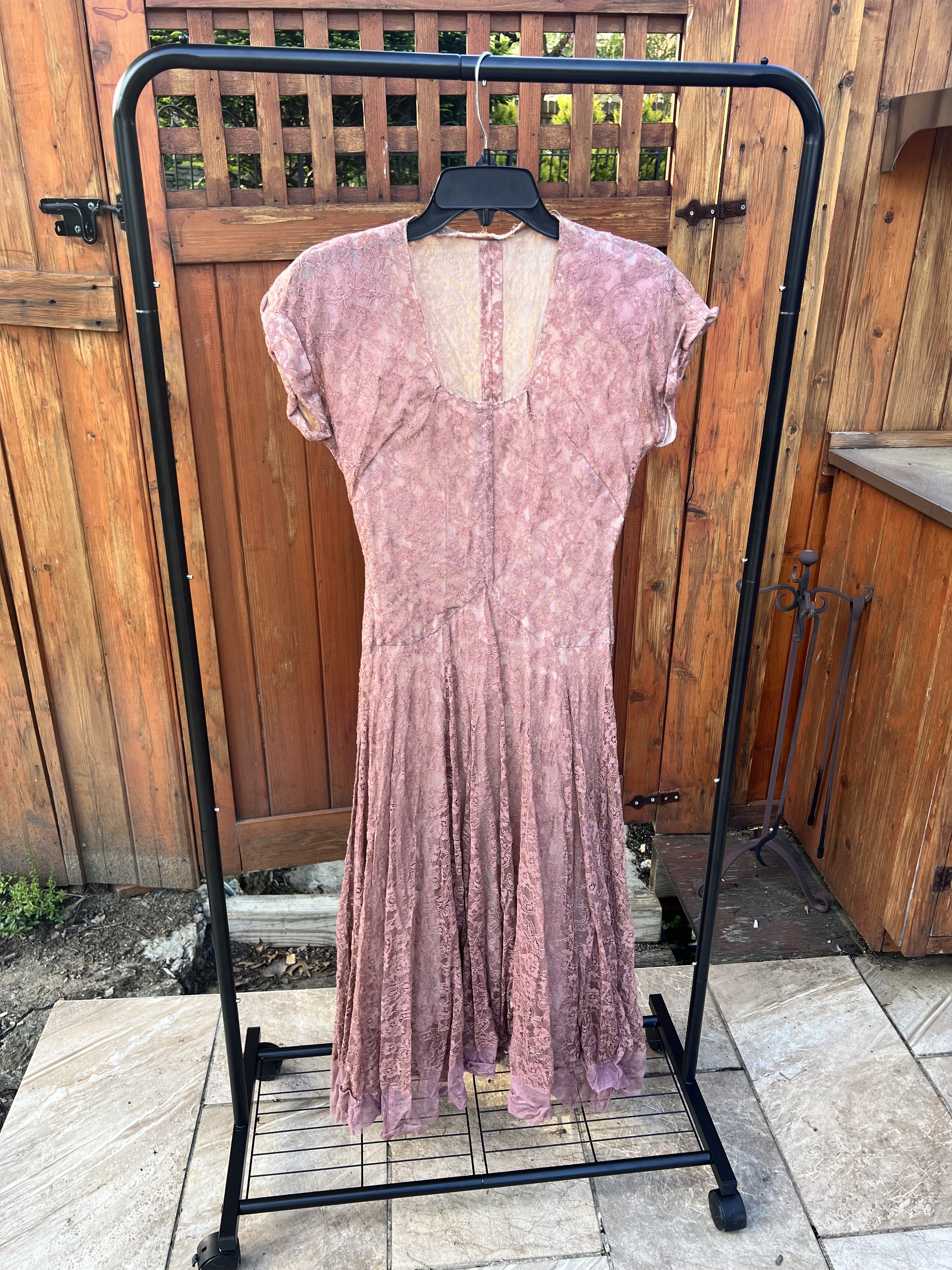 Vintage 1940s Rose Lace Dress - $100
